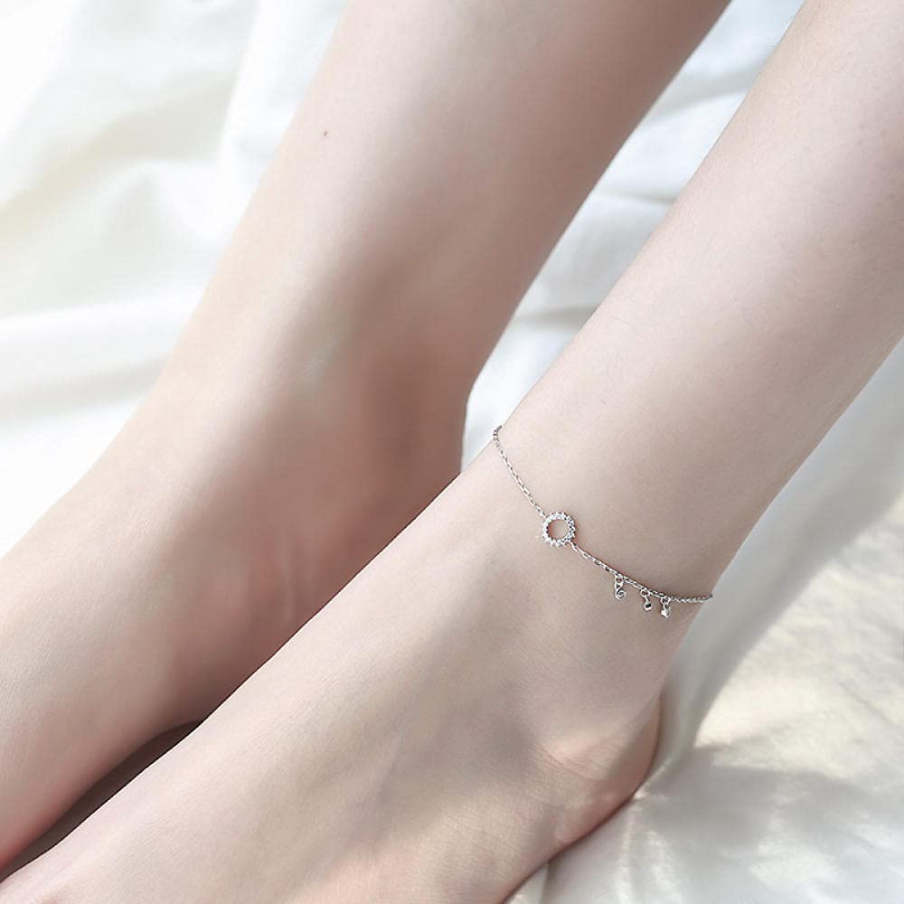 925 Sterling Silver Ankle Bracelet with Star Charm - Dainty Adjustable Foot Chain for Women - Perfect for Beach, Summer Outfits & Boho Style