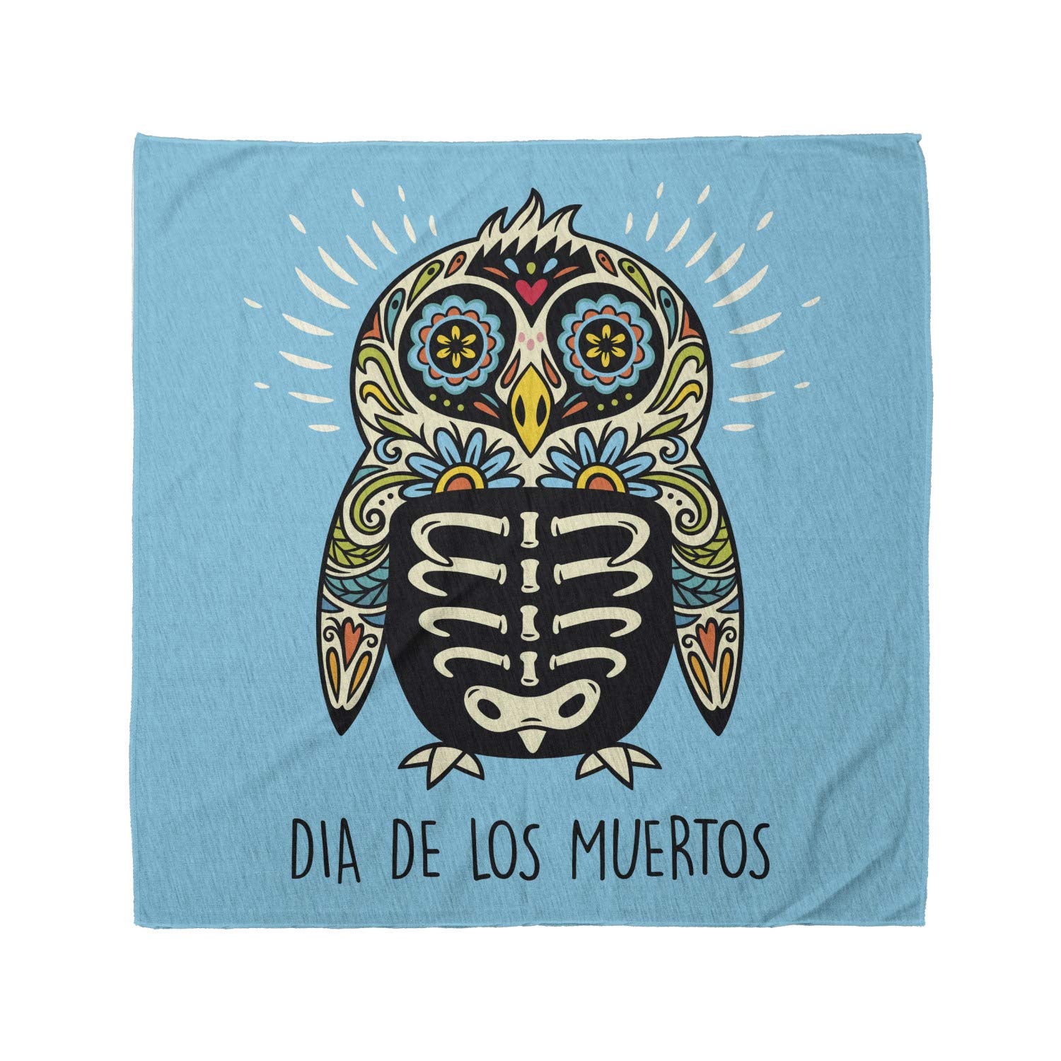 Ambesonne Sugar Skull Bandana - Dead Folk Penguin Print Unisex Head Scarf & Neck Tie for Men & Women - Perfect for Halloween, Day of the Dead, Cosplay & Music Festivals