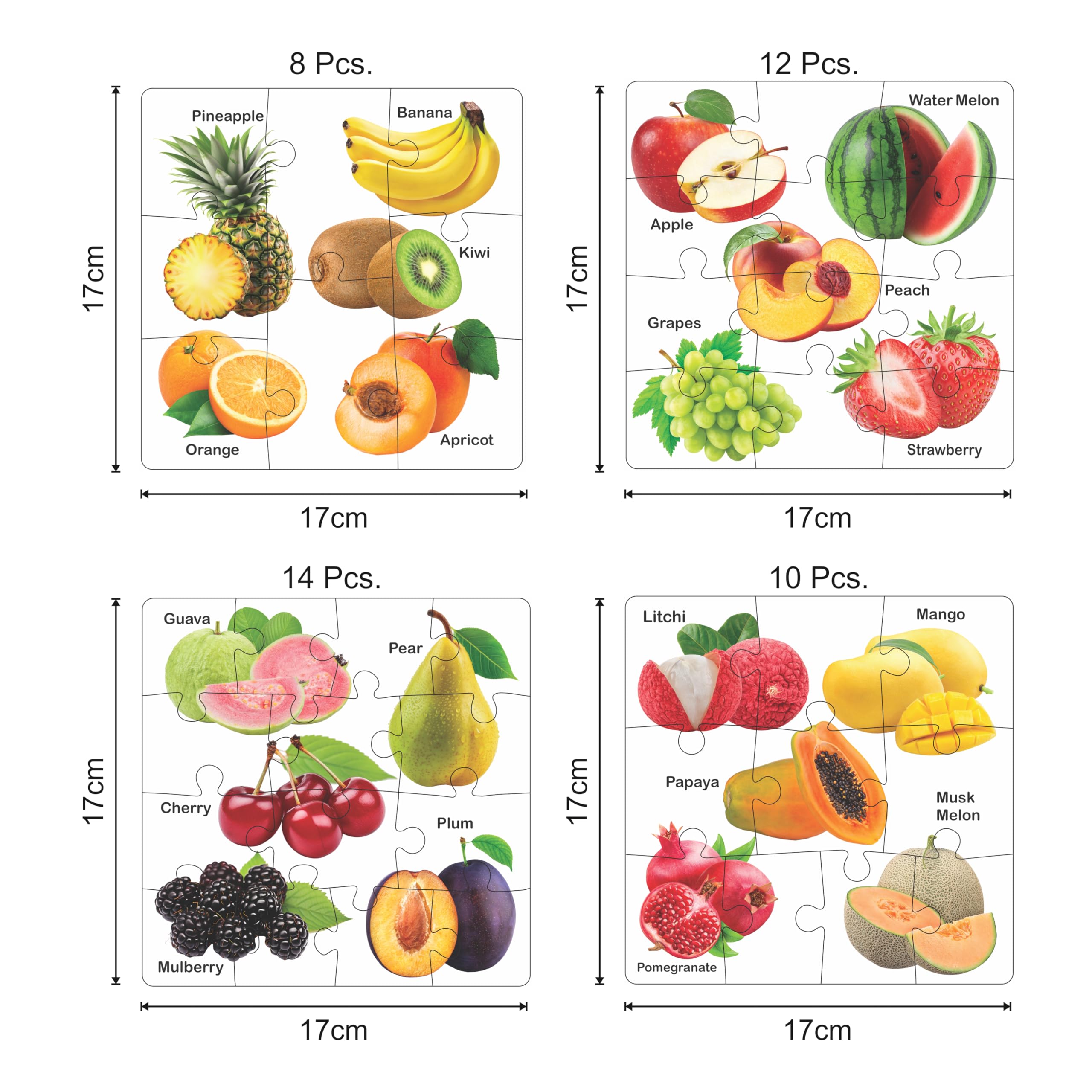Ratna's Educational Fruit Jigsaw Puzzle for Kids - Learn Fruit Names & Shapes | Fun Learning Toy for Toddlers & Preschoolers | Perfect for Homeschooling & Classroom Activities