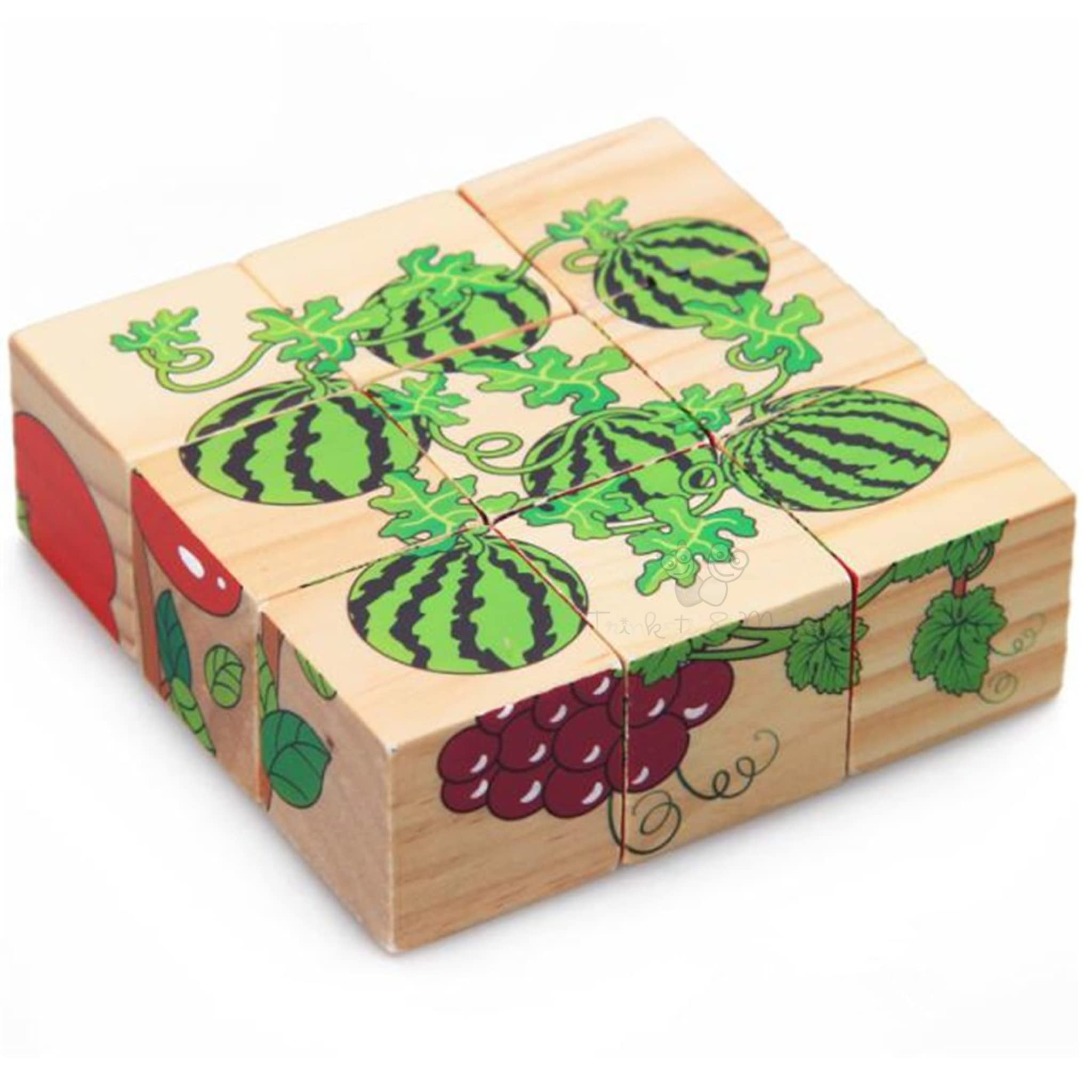 3D Wooden Puzzle Cube for Kids Ages 3+ - 6-Sided Fruit Themed Block Puzzle with 9 Pieces & Storage Tray | Educational Brain Teaser Toy for Toddlers | Perfect for Home Learning, Travel & Family Game Night