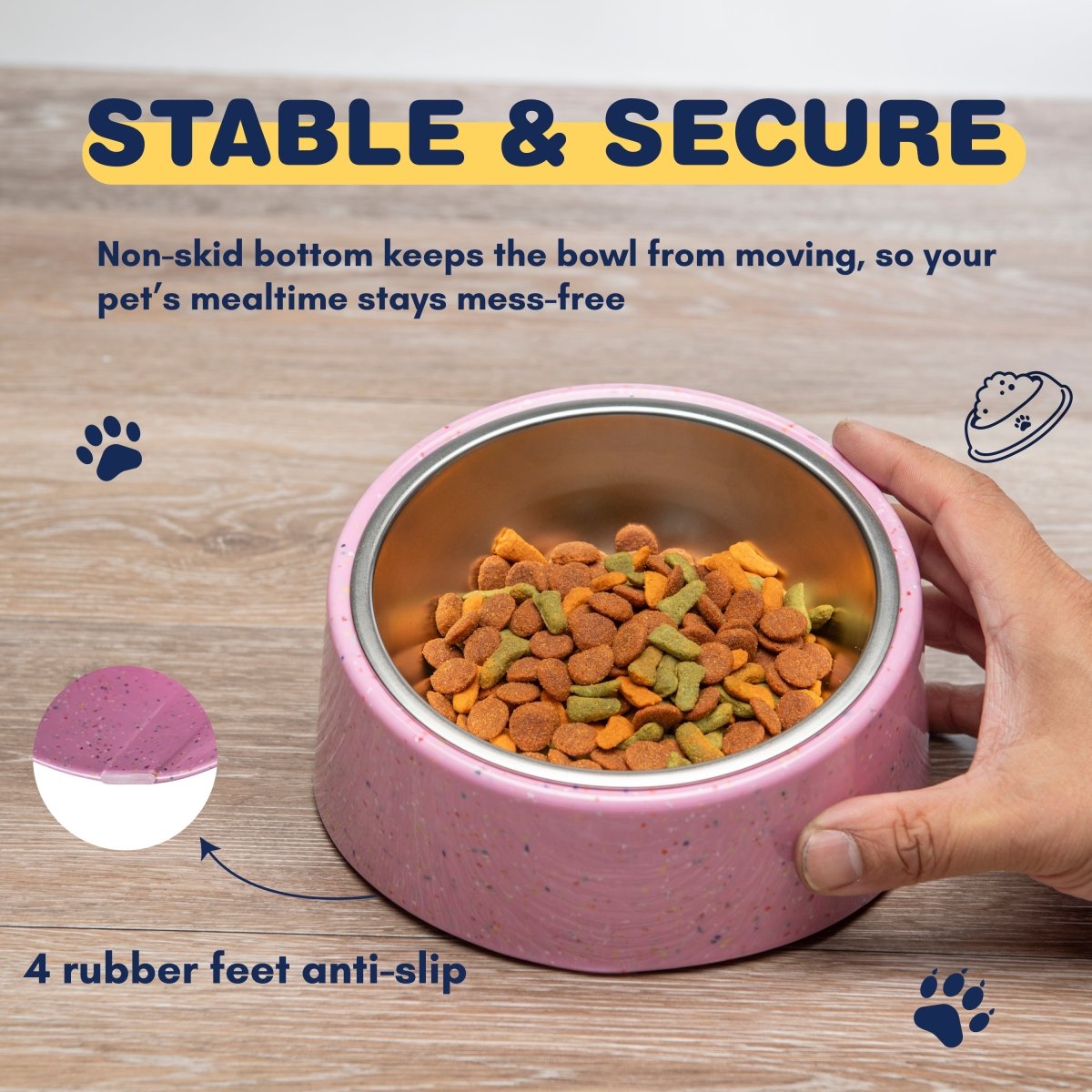 Bzyoo 16oz Tilted Dog Bowl for Small Dogs & Cats - Ergonomic Anti-Slip Pet Food Dish with Non-Spill Design, Perfect for Mealtime Comfort in Pink - Ideal for Small Breeds, Puppies, and Feline Friends at Home