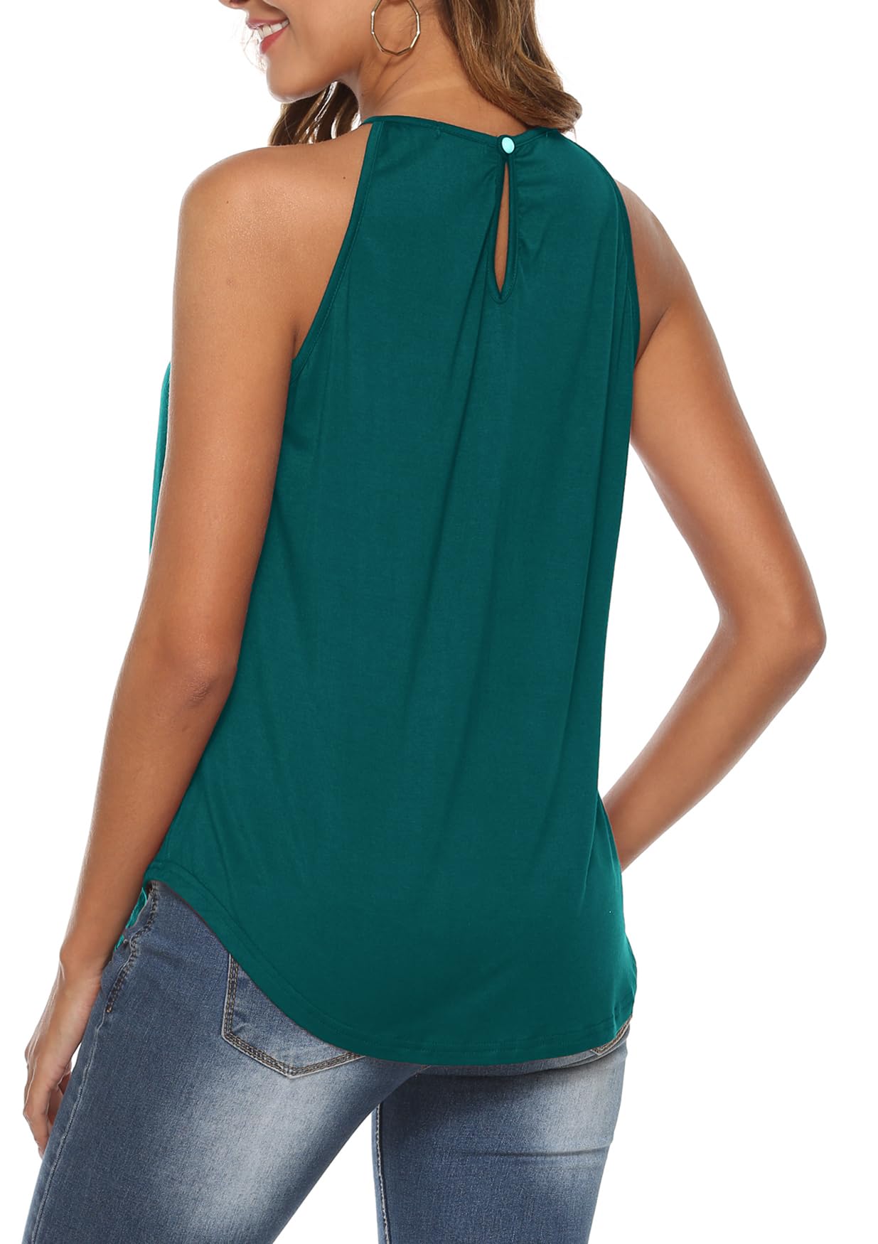 Bluetime Women's Summer Halter Spaghetti Strap Flowy Tank Top - Sleeveless Lace Cami Blouse for Beach, Vacation & Casual Outfits