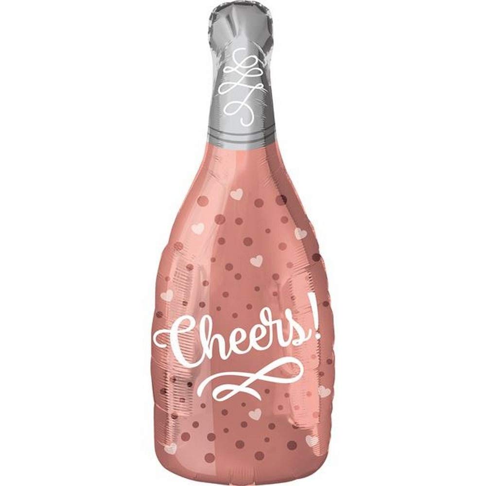 Anagram Junior Shape Cheers Champagne Balloon - Rose Gold One Size - Perfect for Birthday Parties, Baby Showers & Celebrations