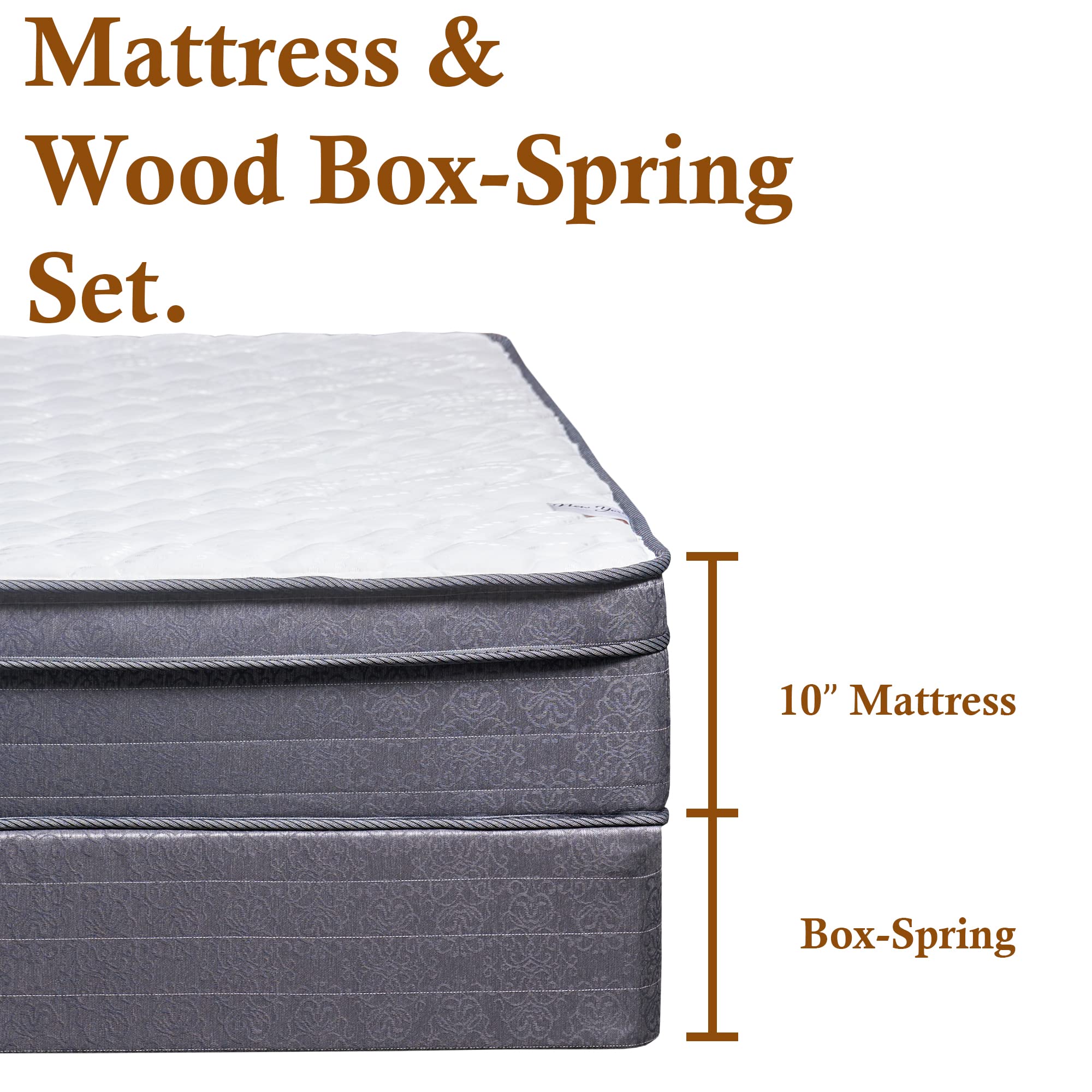 Greaton 11-Inch Plush Eurotop Mattress & Box Spring Set - Full Size, Back Support, No Assembly - Perfect for Bedrooms