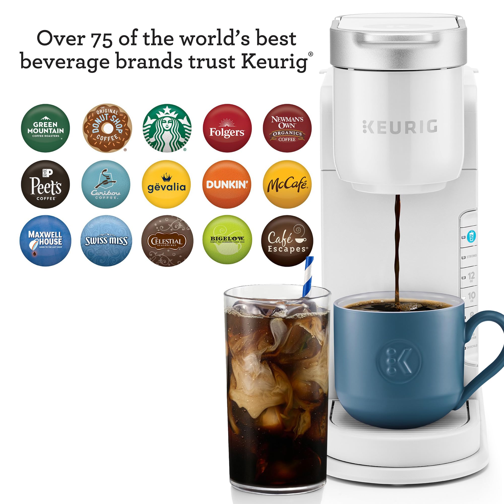Keurig K-Iced Single Serve Coffee Maker - Brew Hot & Iced Coffee with Any K-Cup Pods, Compact White Iced Coffee Machine for Home, Office or Dorm Use