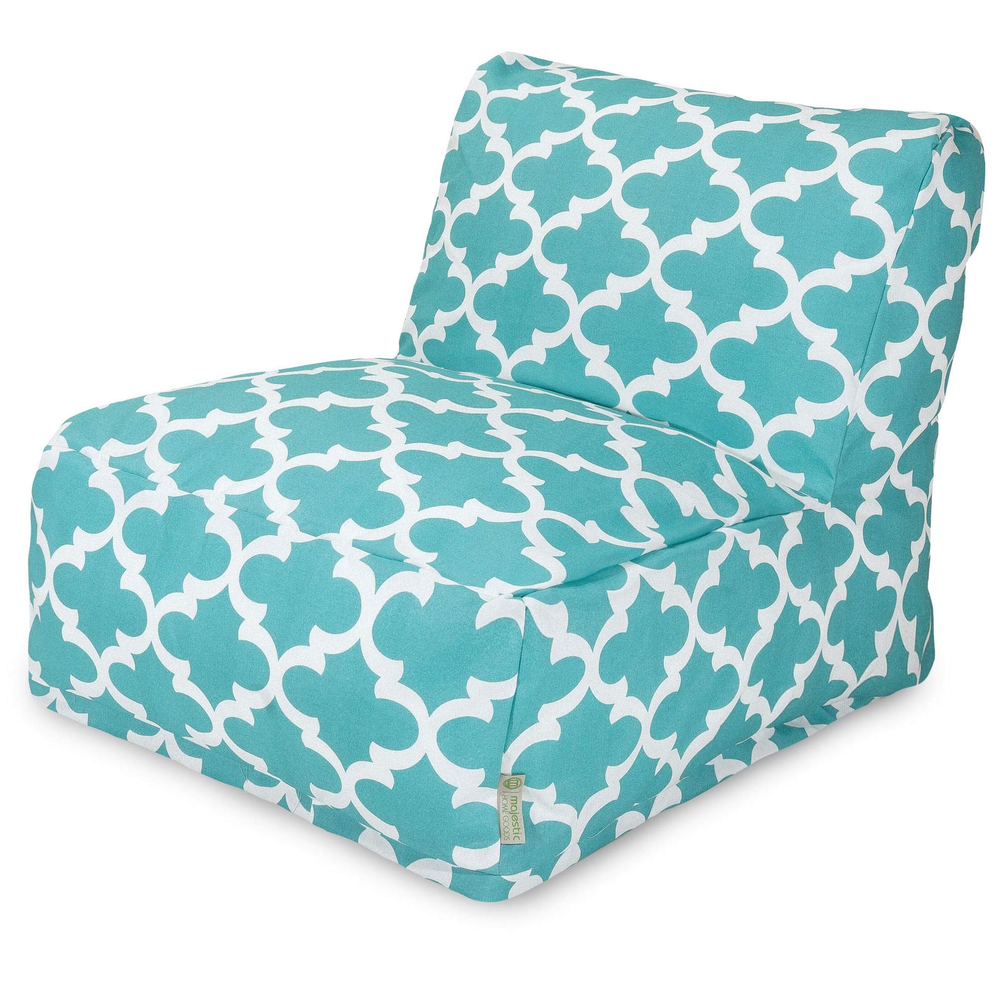 Majestic Home Goods Trellis Bean Bag Chair Lounger - Teal Blue Comfortable Floor Seating for Adults & Teens | Perfect for Living Room, Bedroom, Dorm or Game Room Relaxation
