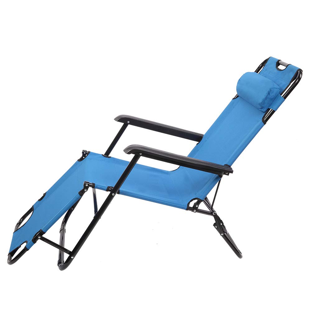 Portable Folding Reclining Beach Chair with Backpack - Dual Purpose Extendable Lounge Chair for Outdoor, Camping & Travel (Blue) | Perfect for Beach Relaxation, Backyard Lounging & Picnics