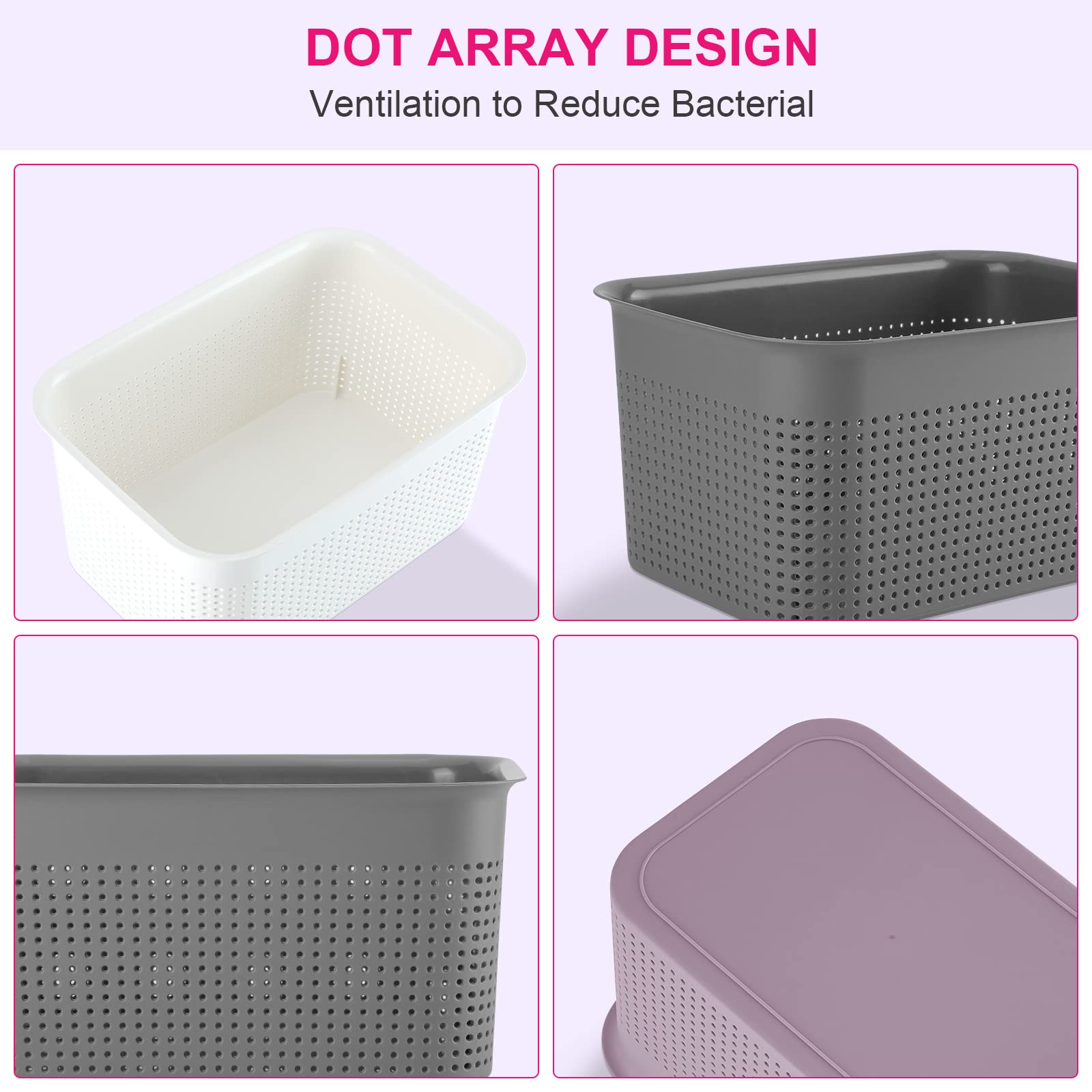 AREYZIN 6-Pack Plastic Storage Bins with Lids - Organize Shelves, Closet & Office (Purple)