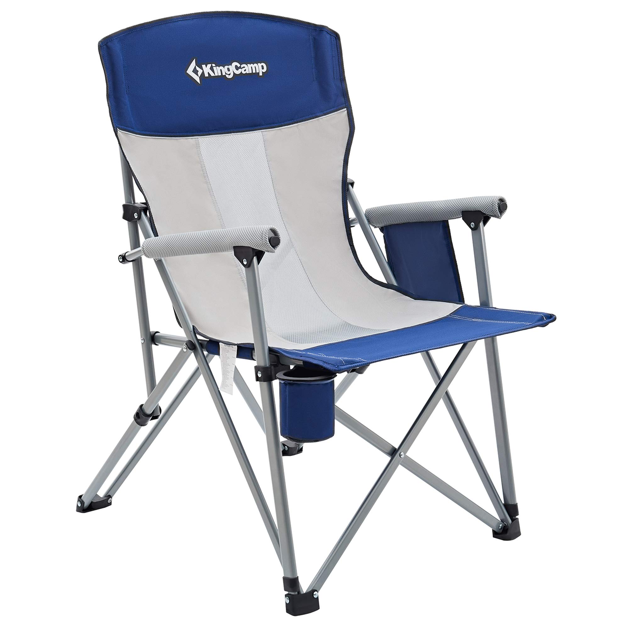 KingCamp Heavy Duty Camping Chair with Cup Holder & Side Pockets - 330 lbs Capacity Portable Folding Chair for Adults, Outdoor Mesh Ventilation Design - Perfect for Travel, Beach, Picnic, Hiking, Festivals & Backyard BBQs