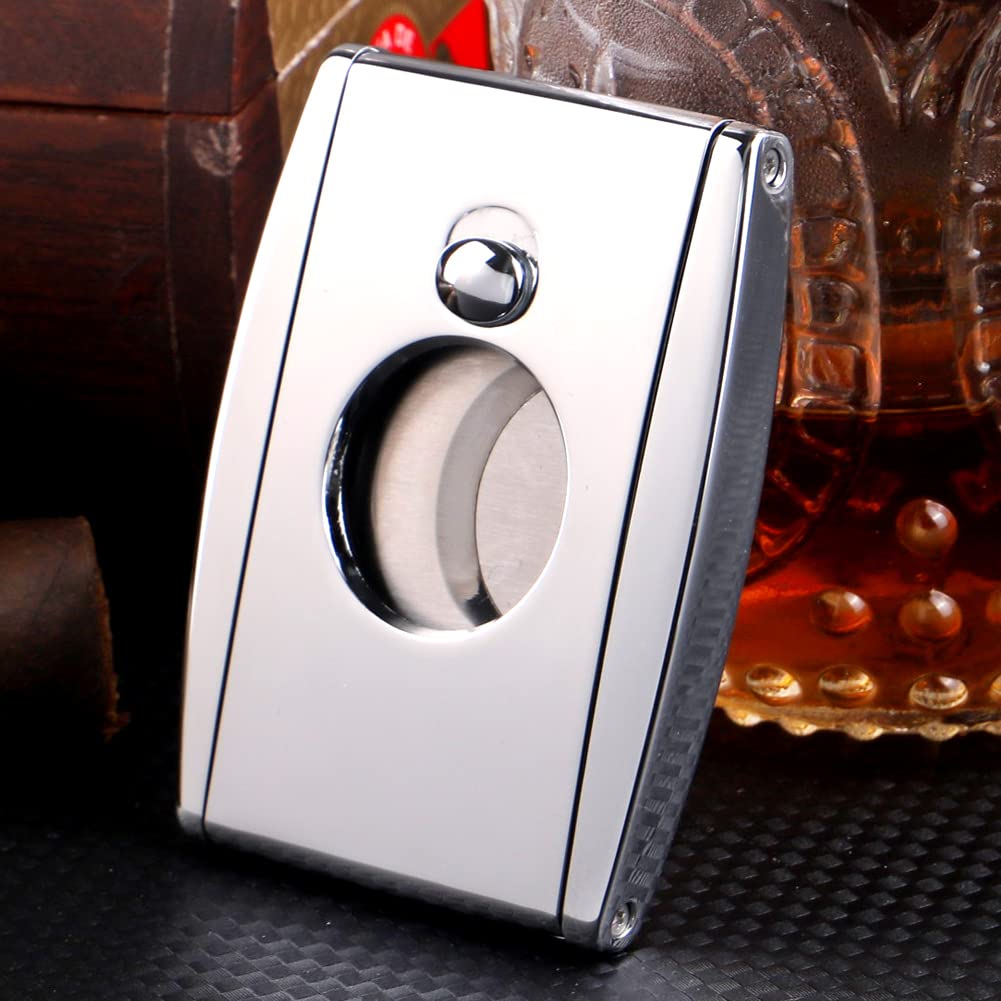 Premium KEENSUN Zinc Alloy Guillotine Cigar Cutter - Double 420J2 Stainless Steel Blades for 60 Ring Gauge Cigars | One-Push Lock System | Elegant Gift Box | Perfect for Cigar Enthusiasts & Luxury Gifting
