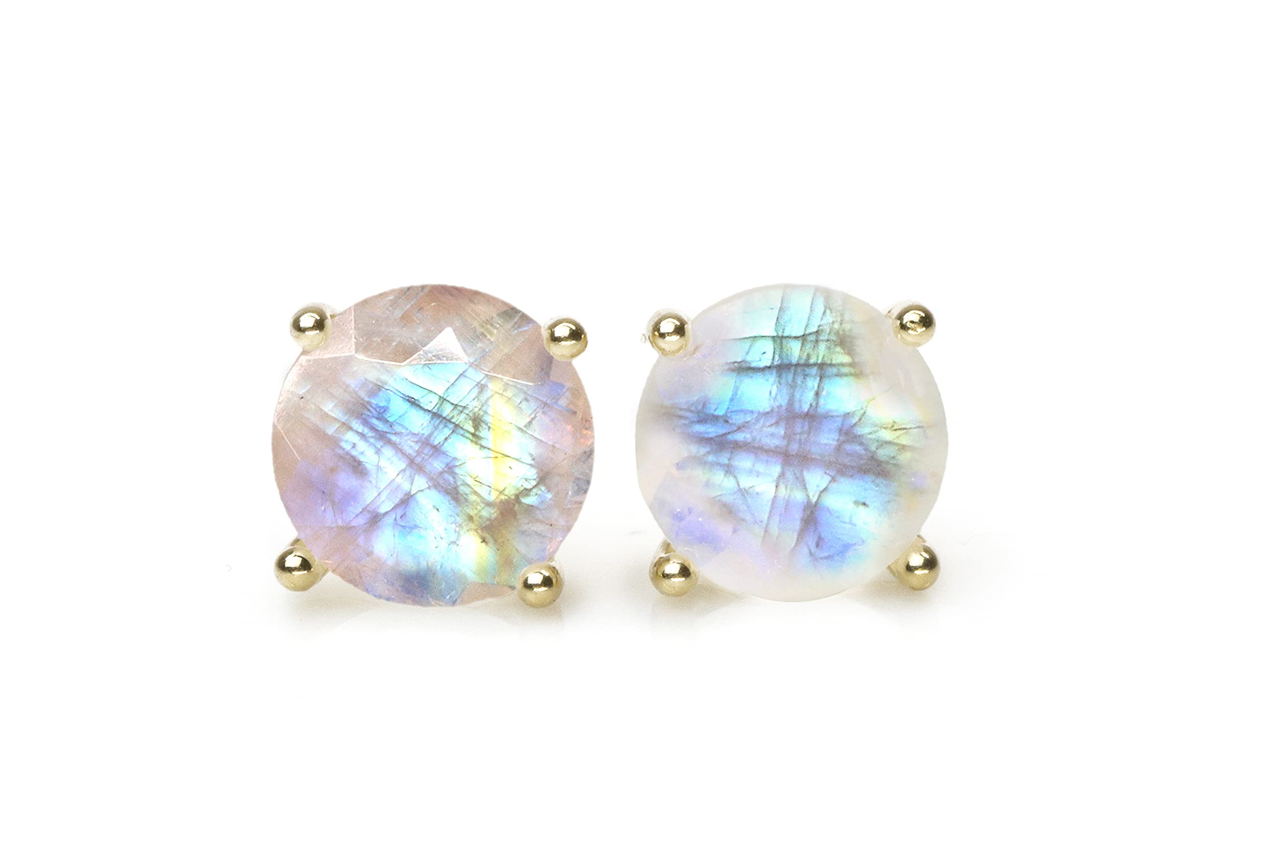 Handmade June Birthstone Moonstone Stud Earrings for Women - Classic Round Gemstone Jewelry, Customizable Fashion Earrings - Perfect for Gifts, Weddings & Everyday Wear