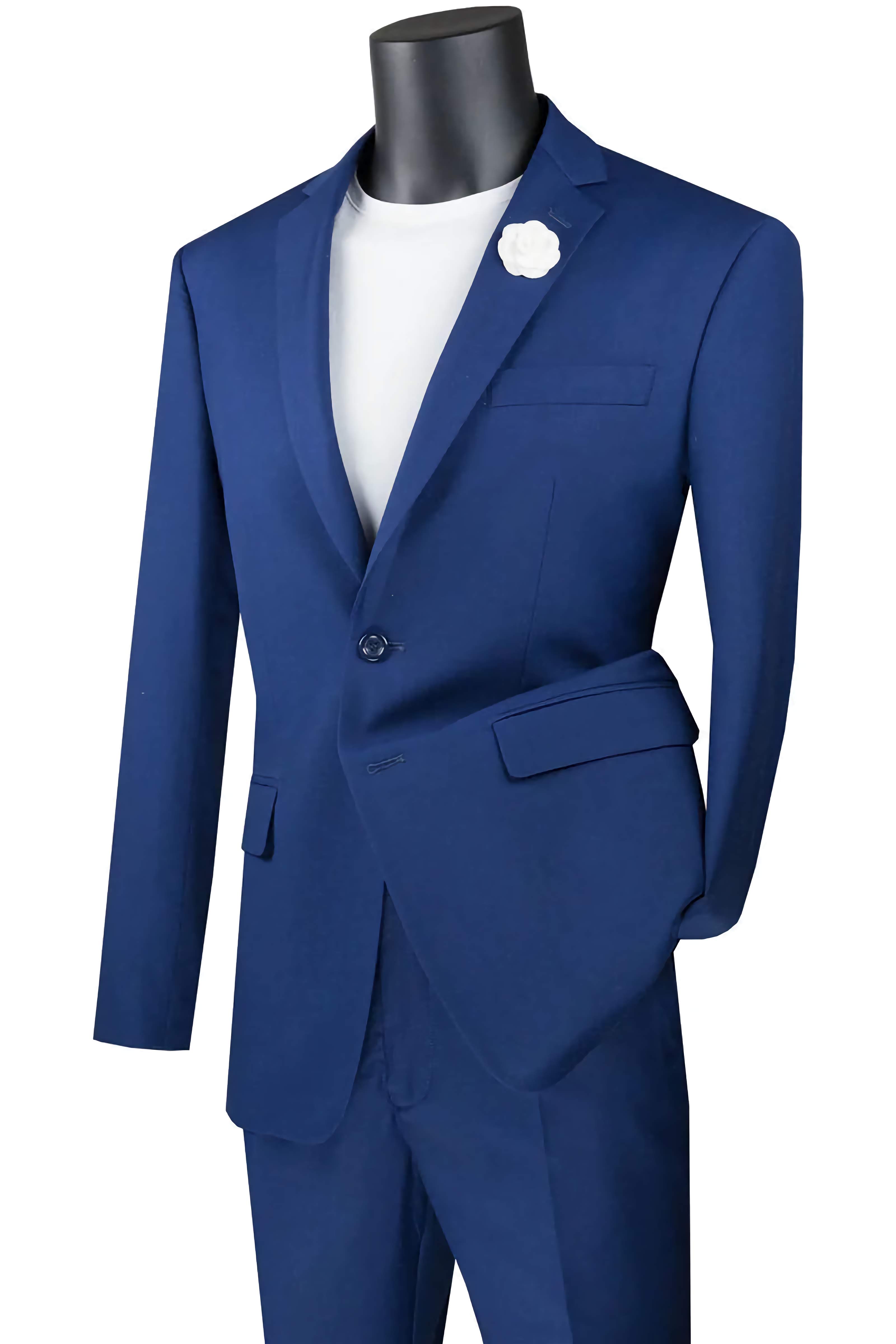 Slim Fit Men's Suit 2 Piece 2 Button Twilight Blue - Formal Business Attire for Weddings, Interviews & Office Wear