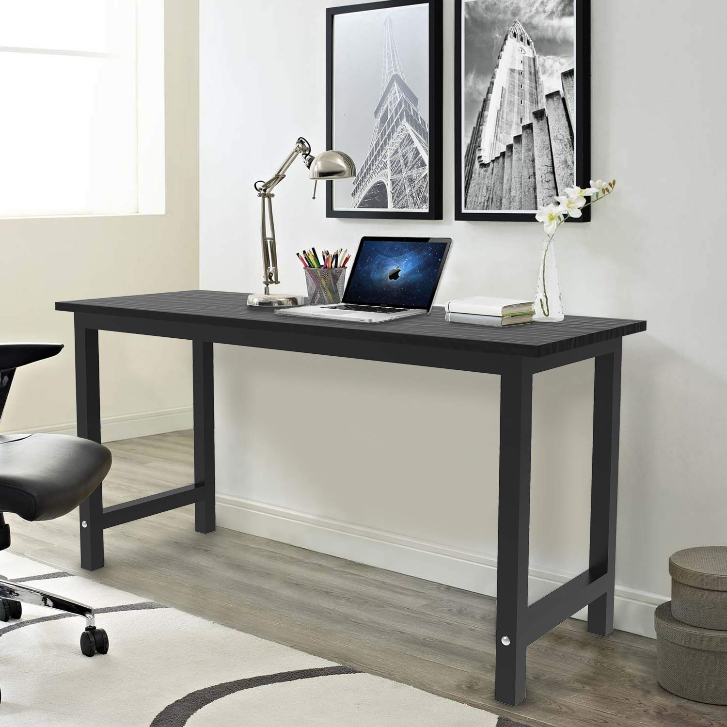 GALSOAR 63 Inch Modern Computer Desk - Home Office Writing Desk, No Assembly PC Workstation, Small Work Table for Laptop (63