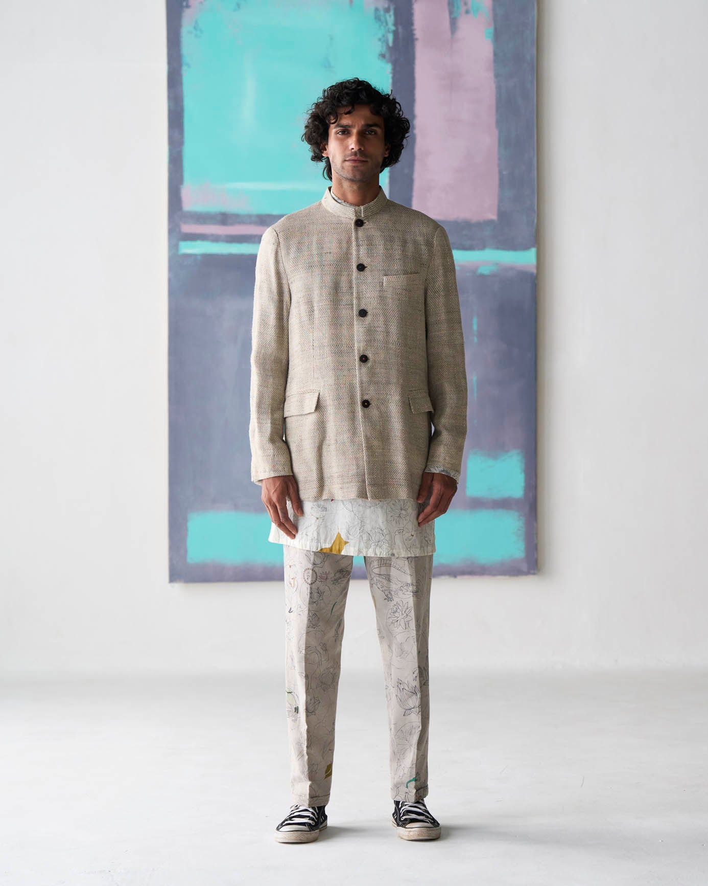 Premium Eri Silk Bandhgala Jacket for Men - Off White Traditional Indian Wedding Attire for Groom & Groom Party