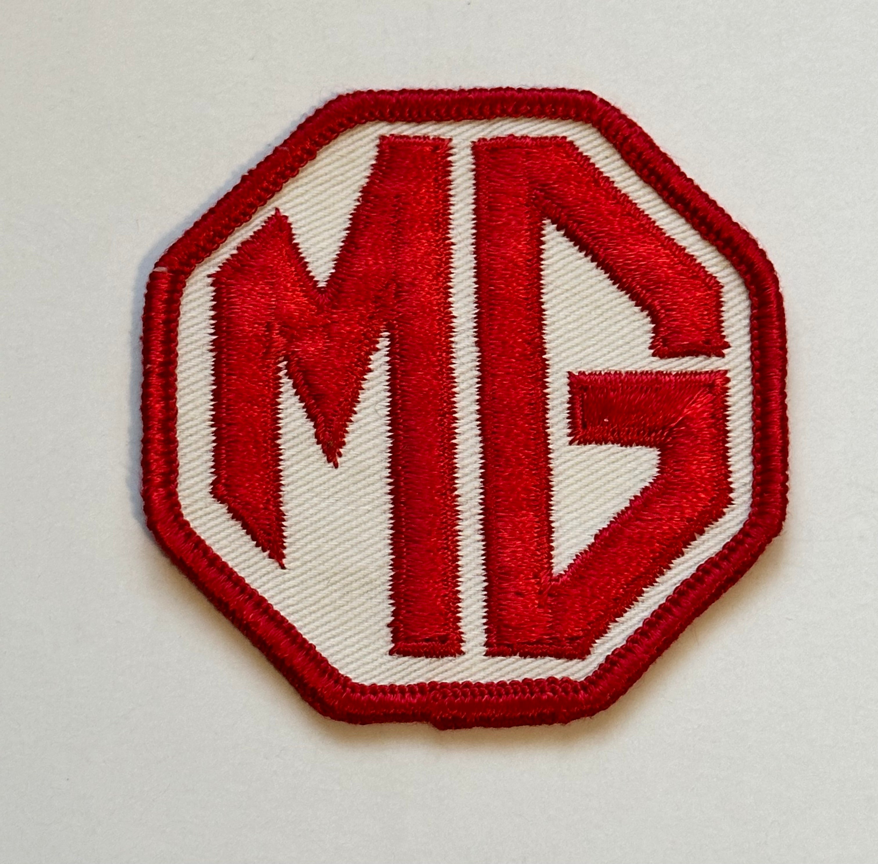 Vintage MG Red Letters Embroidered Car Patch - 1980s Retro Style for Jackets, Bags & DIY Denim Customization