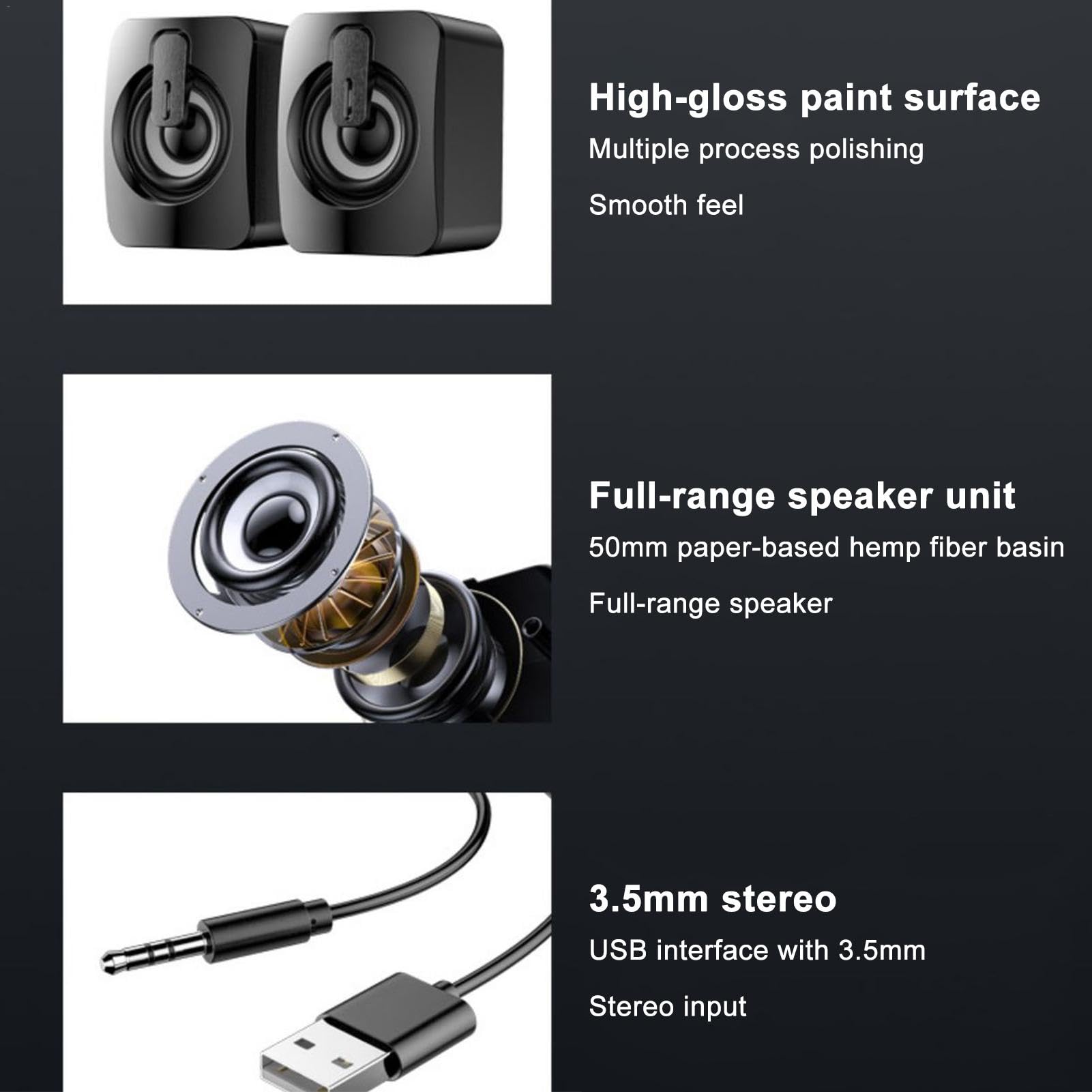 Wired Computer Speakers with Clear Sound, Compact Home Entertainment Speaker Set for Gaming, Music, and Office Use