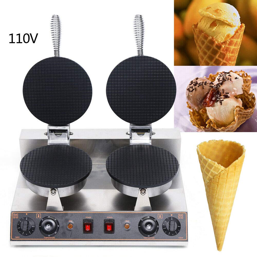 Electric Ice Cream Waffle Cone Maker Machine - Commercial & Home Use, 110V Nonstick Stainless Steel Waffle Cone Roll Maker - Perfect for Ice Cream Shops, Bakeries, and Home Dessert Making