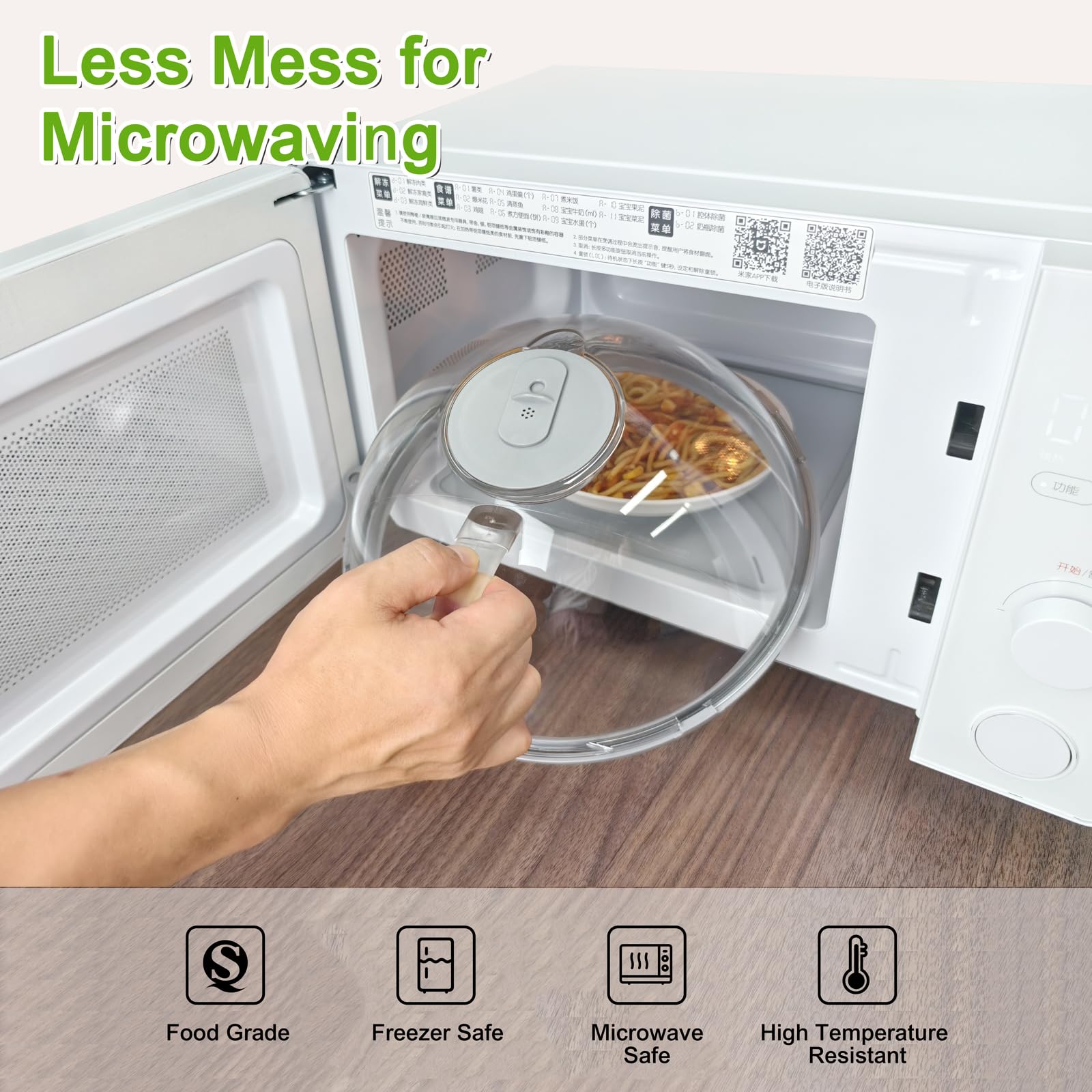 **Clear Adjustable Microwave Splatter Cover with Vented Lid & 10