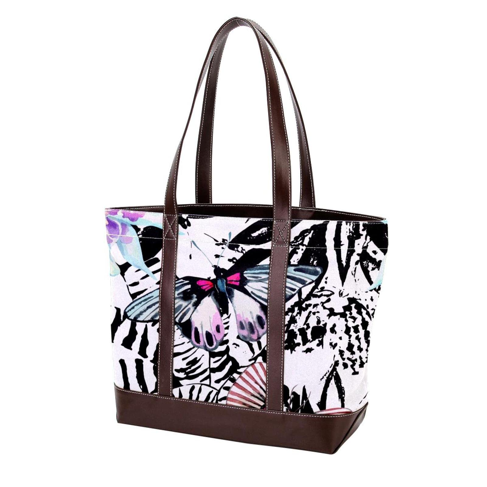 Stylish Galaxy Print Large Leather & Canvas Tote Bags for Women - Durable Shoulder Satchel & Hobo Handbag with Top Handle - Perfect for Work, Travel & Shopping