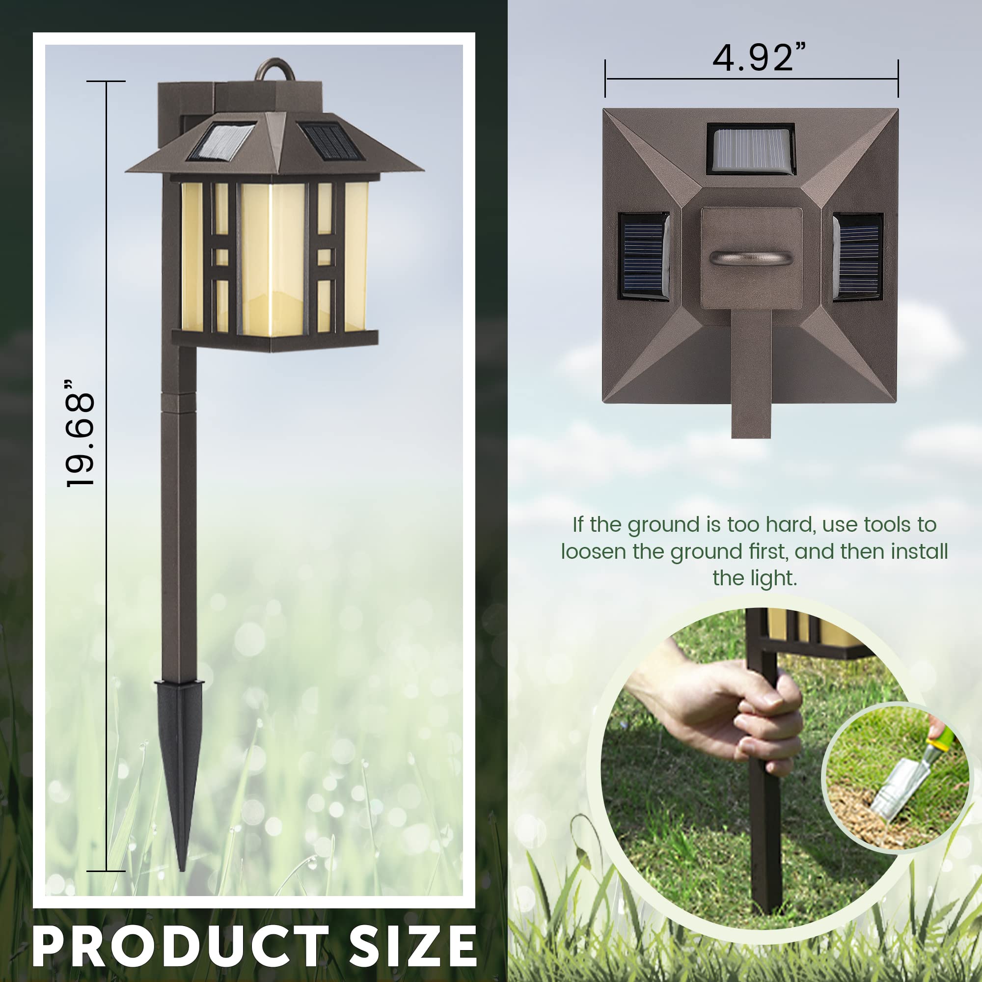 GIGALUMI Japanese Solar Pathway Lights - Waterproof Outdoor Solar Lights for Garden, Lawn, Patio, Yard, Walkway, Driveway Decoration - 4 Pack - Perfect for Landscape Lighting and Nighttime Safety