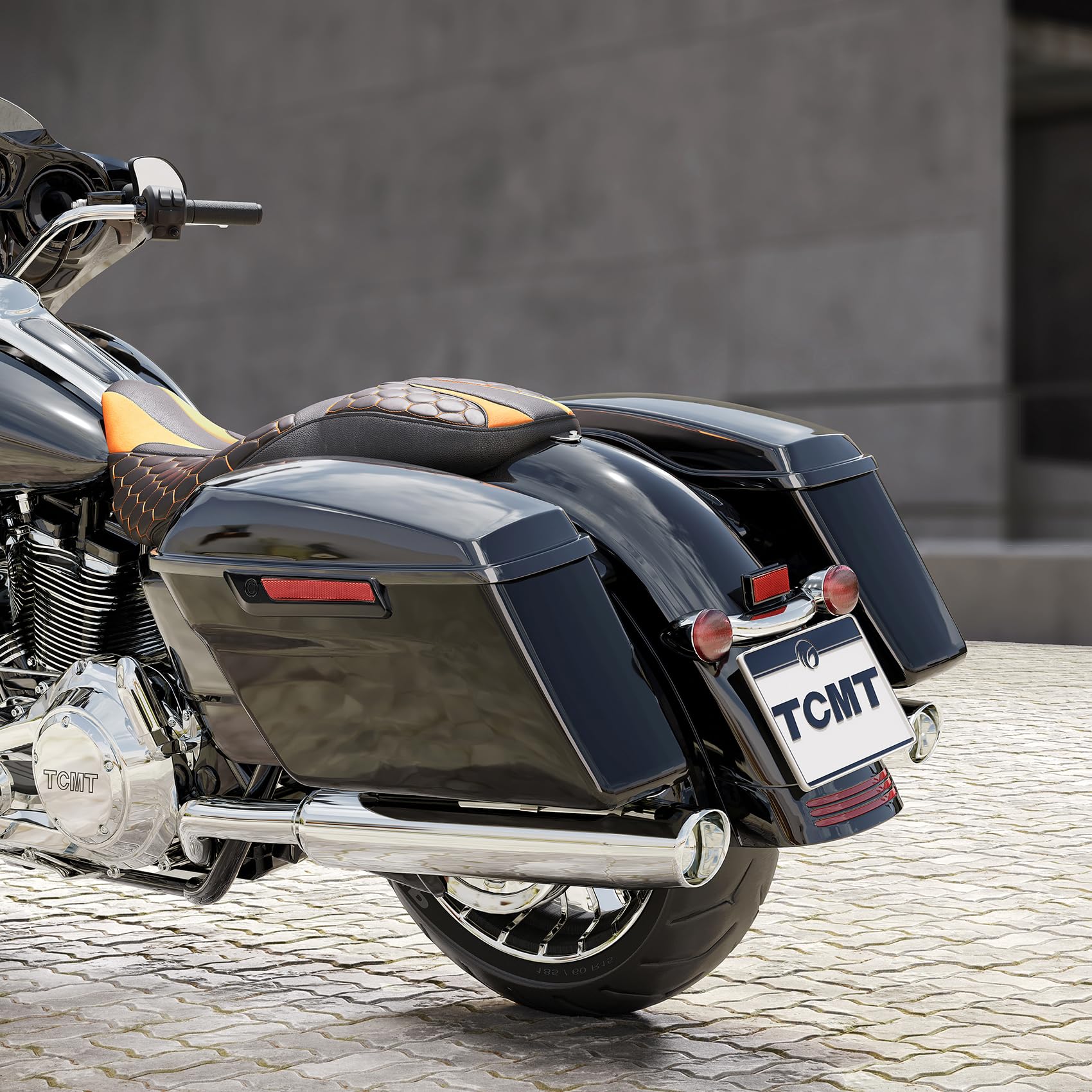 Premium TCMT Hard Saddlebags for Harley Touring (2014-2023) - Waterproof Motorcycle Luggage with Black Latch Lid, Key Lock & Carpet Liner - Compatible with Street Glide, Road Glide, Road King, Electra Glide Ultra Limited FLHR FLHX - Perfect for Long-Distance Rides and Road Trips