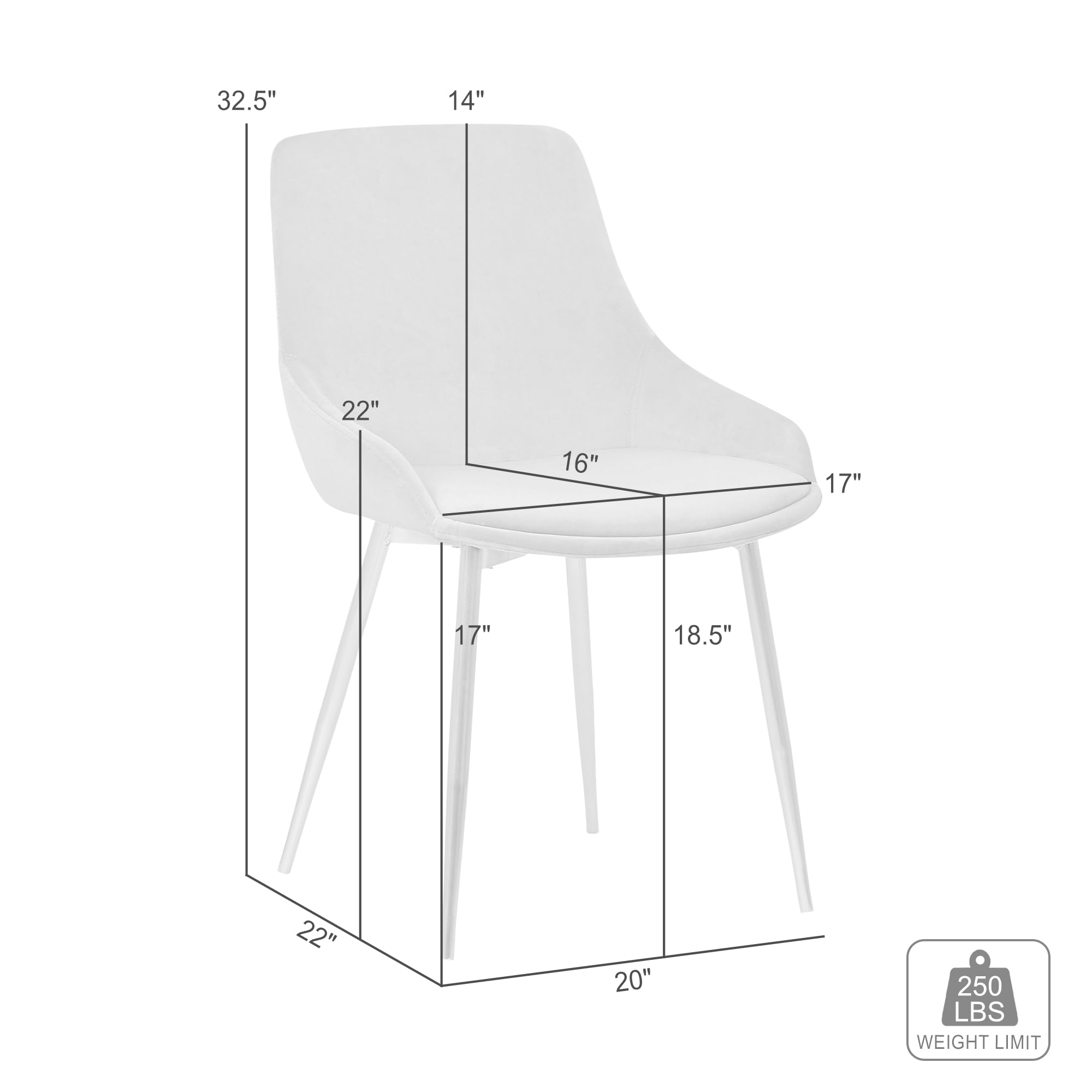 Armen Living Heidi Contemporary Fabric Dining Room Accent Chair - 18.5