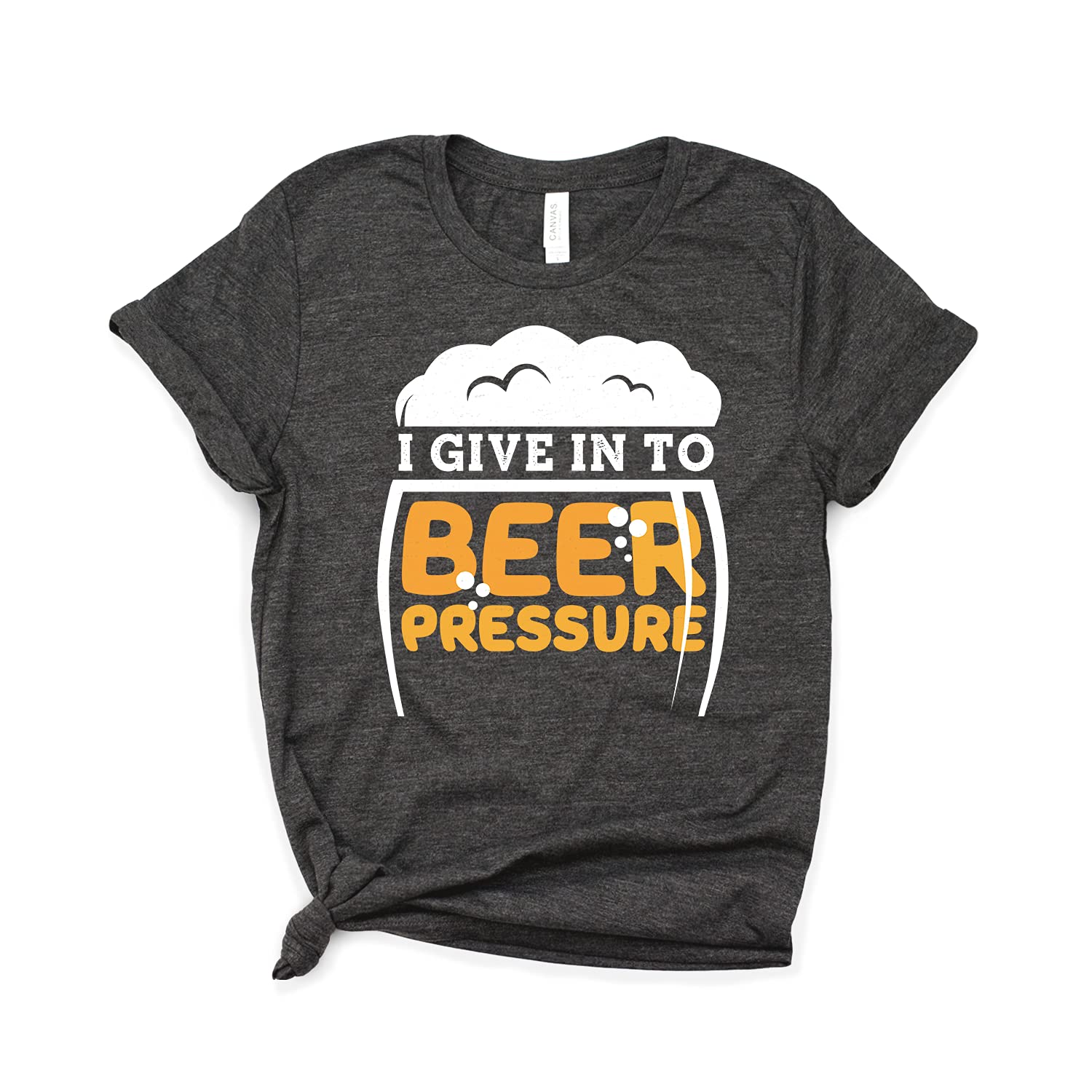 Funny Beer T-Shirt - I Give Into Beer Pressure - Unisex Softstyle Craft Beer Shirt for Home Brewers & Beer Lovers - Perfect Gift for Beer Enthusiasts & Drinking Parties