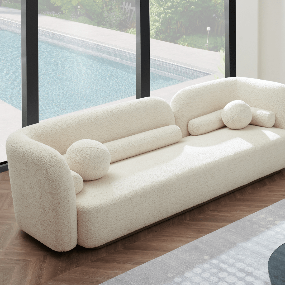 ORANI 3-Seater Sofa - Modern Comfortable Fabric Couch for Living Room, Lounge & Home Theater - Grey Contemporary Sectional Sofa with Soft Cushions