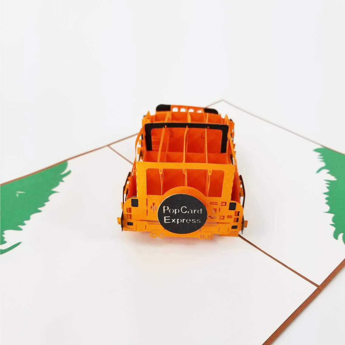 Orange Jeep Pop-Up Greeting Card - Birthday, Thank You, Love, Graduation, Anniversary & Romantic Cards for Men, Women, Boys & Girls | Perfect for Jeep Lovers, Special Occasions & Surprise Gifts