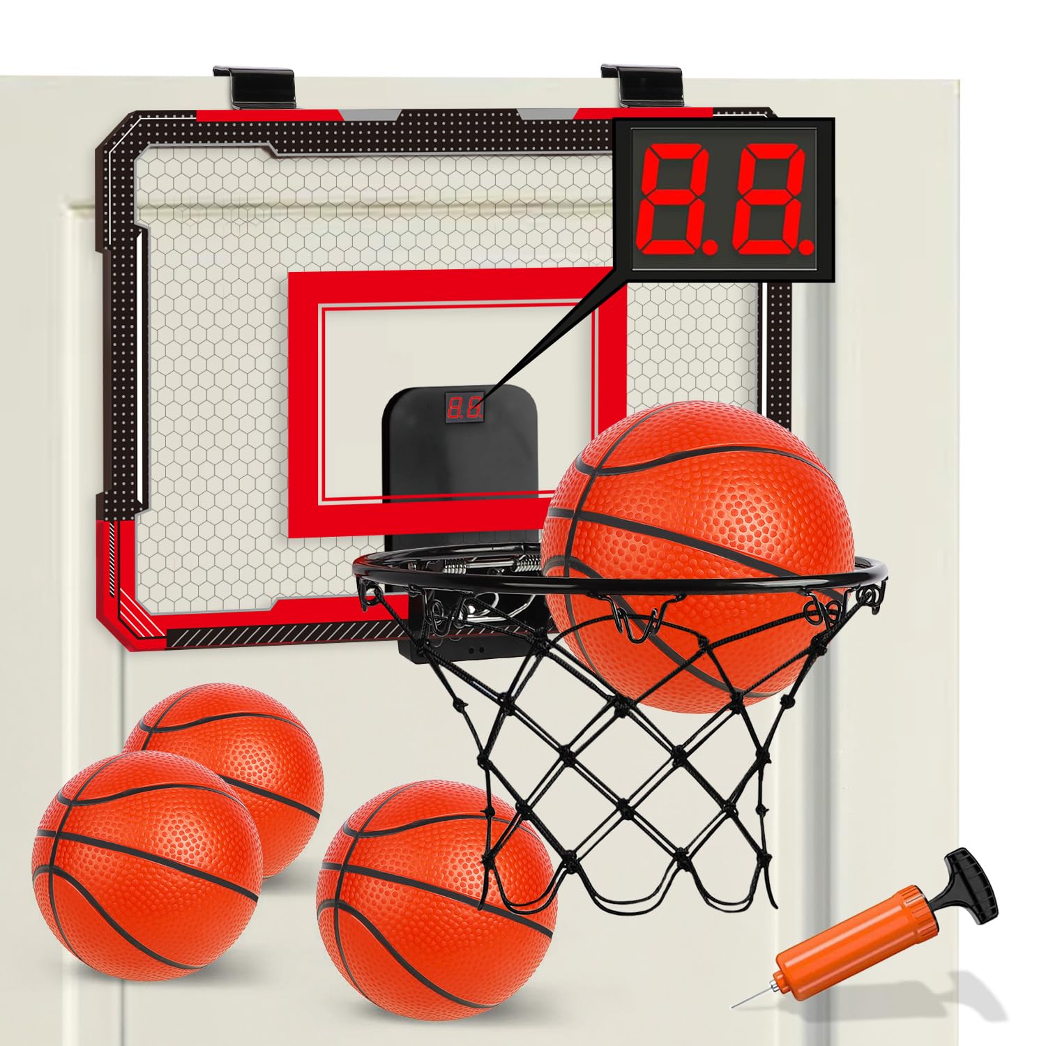 TOY Life Over Door Basketball Hoop - Indoor Mini Hoop for Kids, Teens & Adults - Play at Home or Office