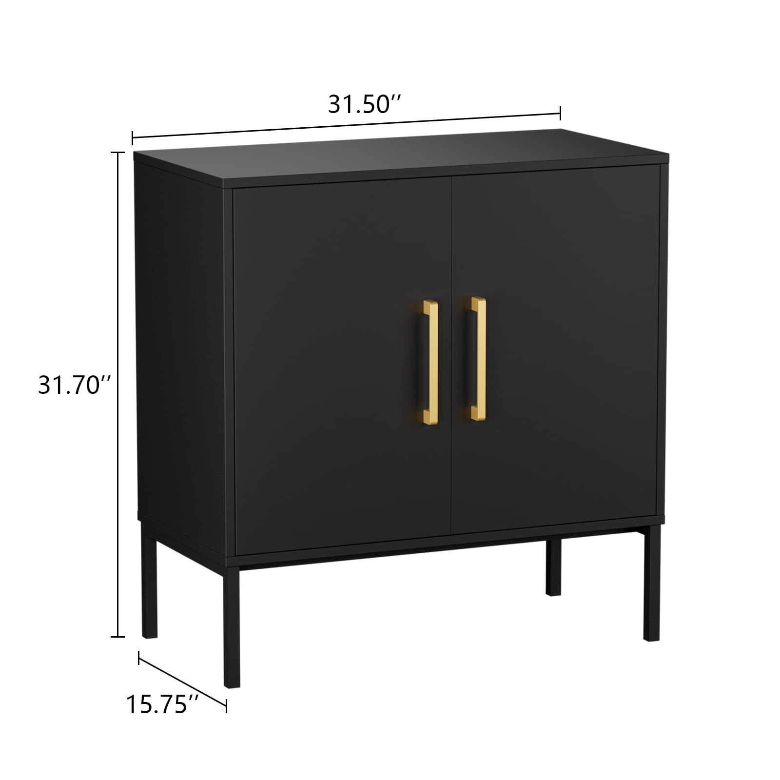 CARPETNAL 2-Piece Accent Storage Cabinet Set with Doors & Adjustable Shelves - Freestanding Buffet Sideboard for Living Room, Dining Room, Kitchen, Hallway - Modern Home Organization Furniture (Black) | Perfect for Displaying Decor, Storing Dishes & Creating Extra Counter Space