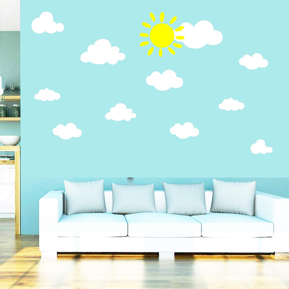 Sun and Clouds Wall Decals - Easy to Apply & Removable Nursery Wall Stickers for Baby Room Decor | Perfect for Kids Bedroom, Playroom & Daycare Wall Art