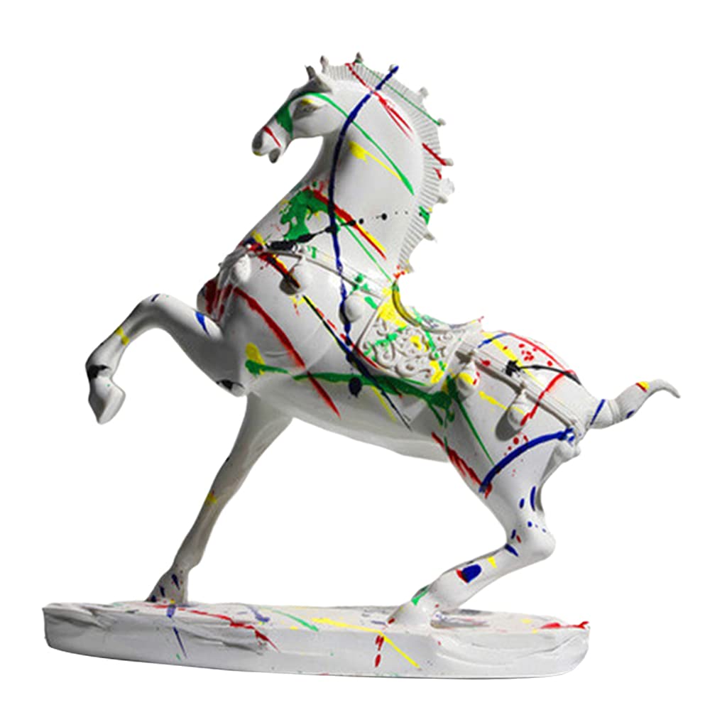 YUDEWSE Modern Horse Statue Resin Sculpture - Handcrafted Animal Figurine for Home & Office Decor - Perfect Housewarming Gift, Bookshelf Display, Dining Table Centerpiece & Feng Shui Decor