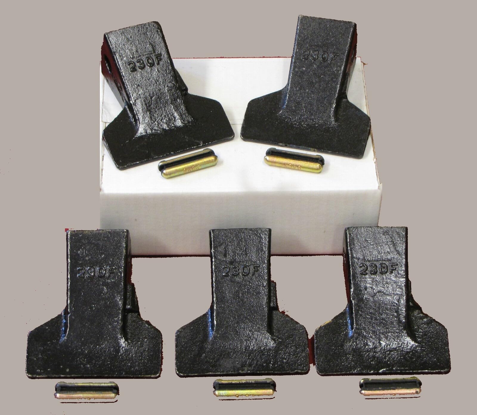 230F Flare Wide Digging Bucket Teeth - 5 Pack with 23FP Flex Pins | Compatible with 230CF, 230F-6, 23FP-6, 230F, 23FP, 230F-5, 23FP-5 | Heavy-Duty Excavator Replacement Parts for Construction & Landscaping