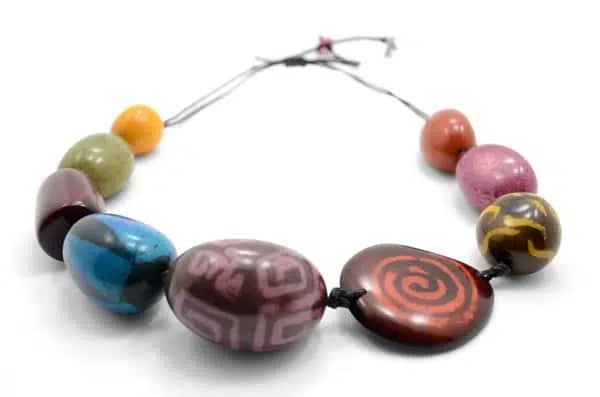 Handmade Tagua Batiki Necklace - Eco-Friendly Vegan Jewelry for Women - Perfect for Boho Fashion & Beach Parties