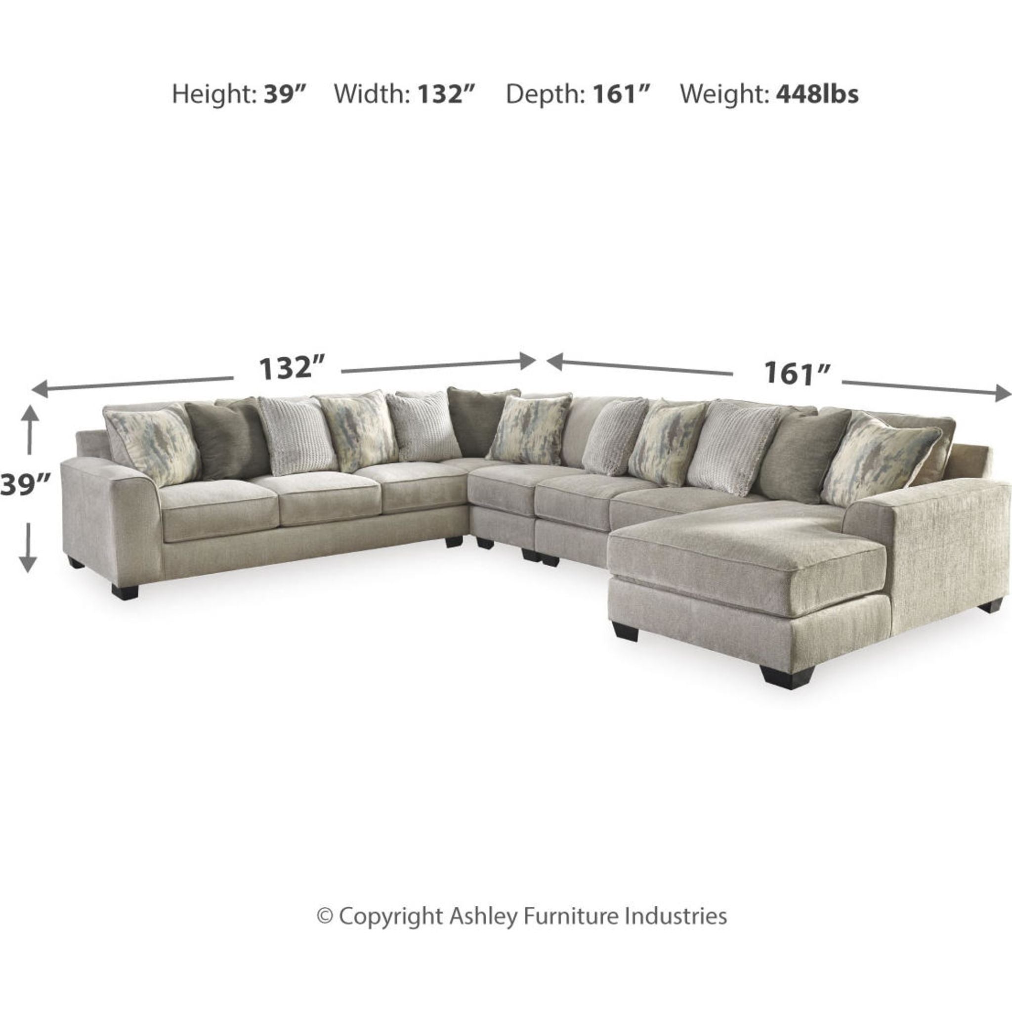 Ardsley 5-Piece Sectional Sofa with Chaise Lounge - Modern L-Shaped Living Room Furniture for Small Spaces, Apartment & Family Home Comfort