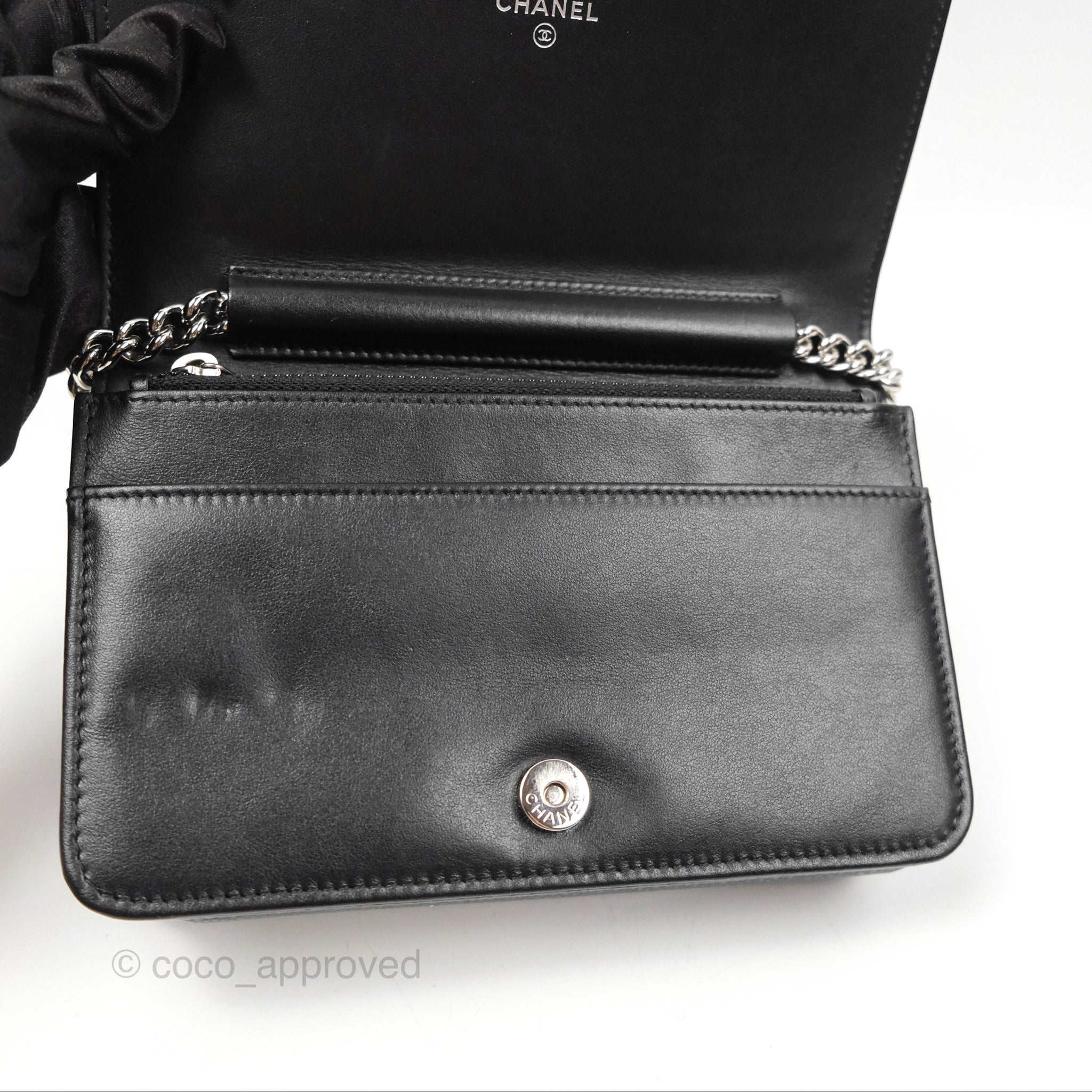 Chanel Chevron Boy Wallet on Chain WOC Black Caviar Leather with Silver Hardware - Luxury Crossbody Bag for Women, Perfect for Evening Parties & Date Nights