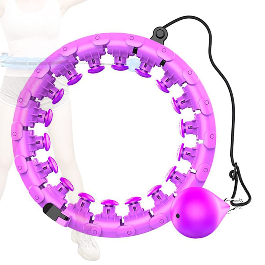 Weighted Hula Hoop for Adults - 2-in-1 Fitness & Massage Exercise Hoop with 24 Detachable Knots & Auto-Spinning Ball - Adjustable Waist Trainer for Weight Loss, Core Workout & Home Gym - Perfect for Women's Fitness, Belly Fat Burning & Fun Workout at Home