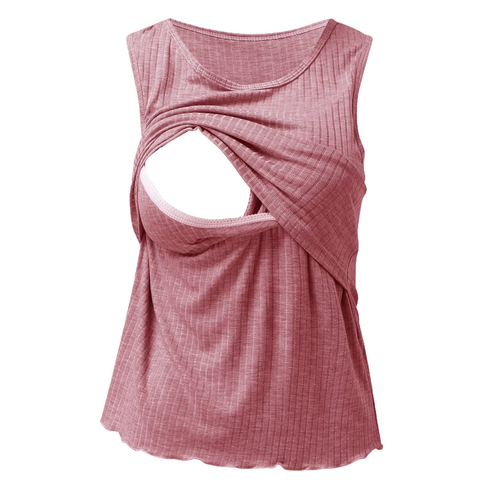 Women's Maternity Nursing Tank Tops - Sleeveless Printed Pregnancy Vest for Breastfeeding with Removable Pads | Soft Cotton Summer Nursing Shirts for Comfortable Breastfeeding & Everyday Wear