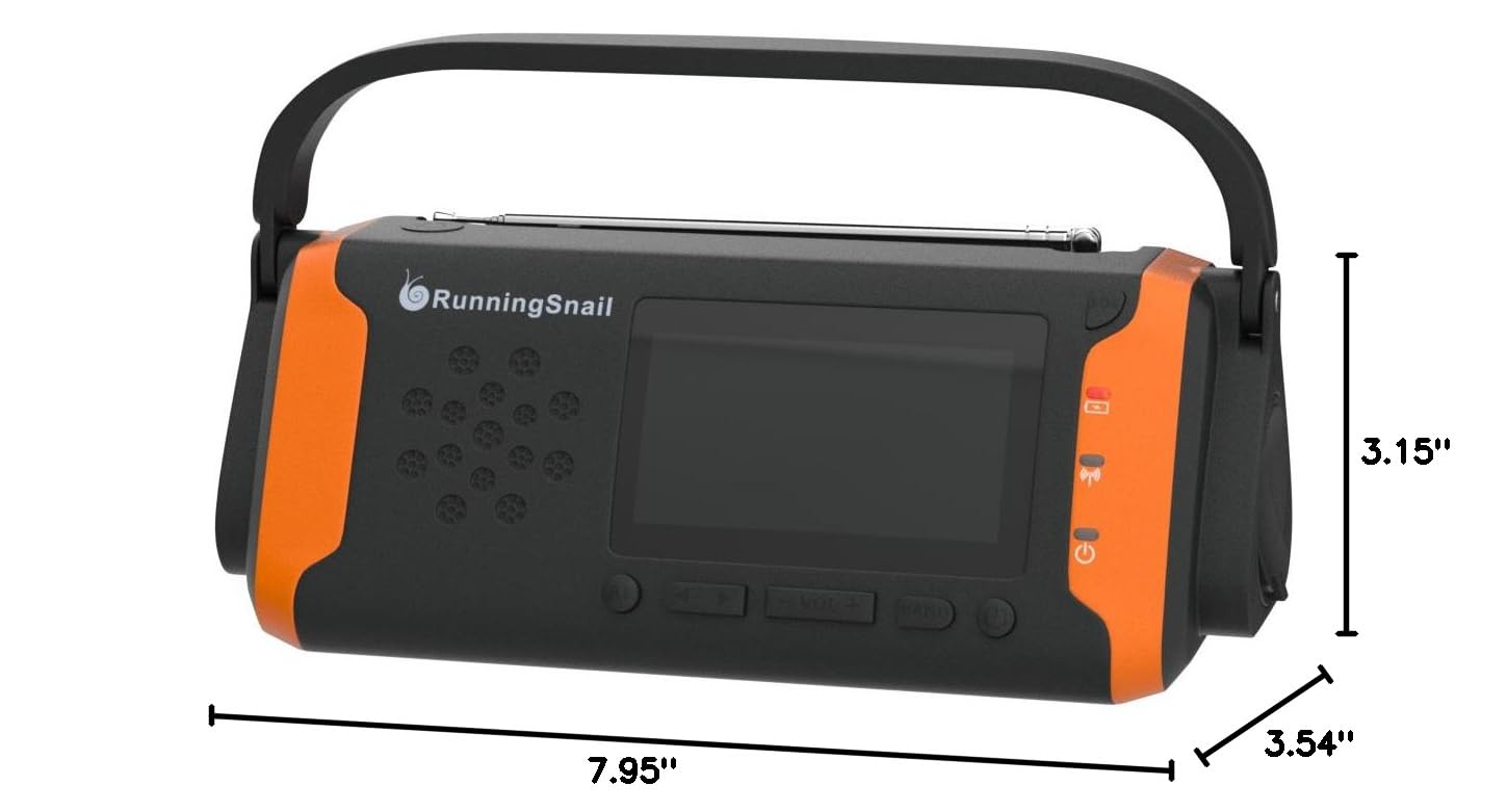 14800mAh NOAA Weather Alert Emergency Radio - Solar & Hand Crank Portable Radio with LCD Display, Flashlight, SOS Alarm, USB Phone Charger & AUX Music Player for Camping, Hiking, Power Outages & Survival Kits