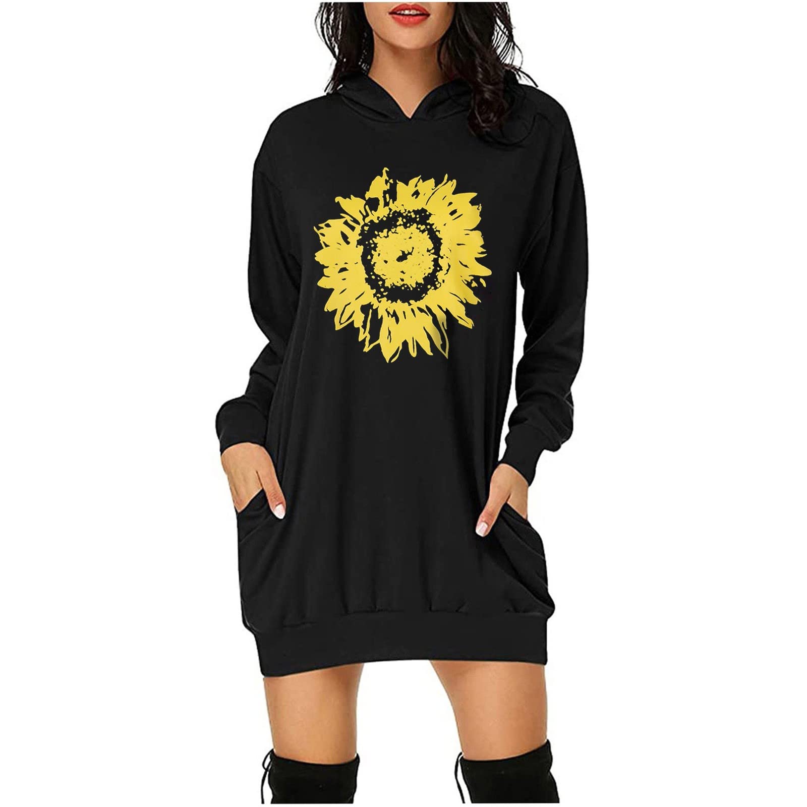 Women's Long Sleeve Hooded Casual Short Dress for Summer - Stylish & Comfortable Outfit for Beach, Travel, and Everyday Wear #383