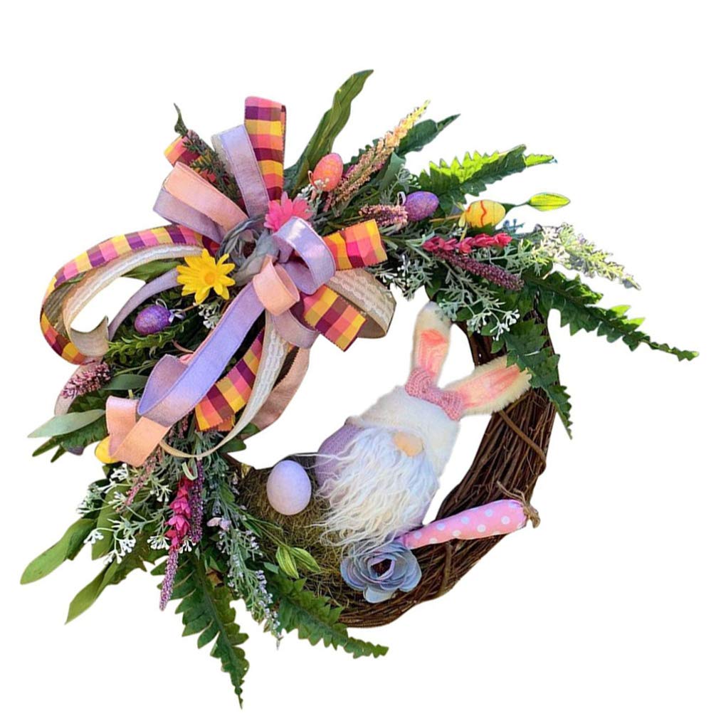 VALICLUD Easter Wreath with Bunny & Eggs - Farmhouse Spring Wreath Decor for Front Door, Wall, or Mantel - Perfect for Easter Home Decor & Seasonal Celebrations