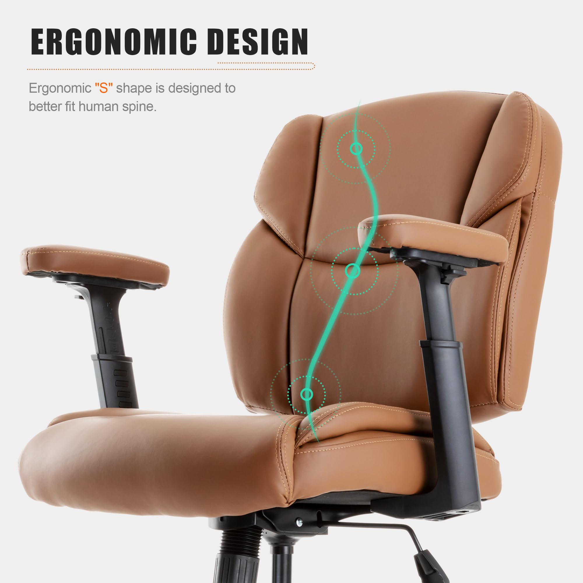 Premium 500 LBS Big & Tall Drafting Chair - Adjustable Leather Office Chair with Mid Back, Swivel Base & Foot Ring - Ergonomic Standing Desk Stool for Architects, Artists & Home Office Workspaces