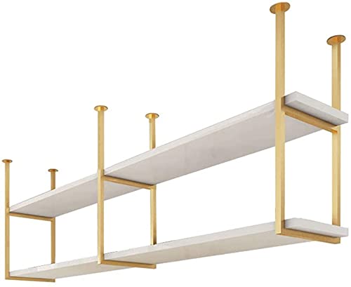 Modern Decorative Plant Pot Holder - Industrial Wall Mounted Solid Wood Shelf with Wrought Iron Frame for Indoor Plants - Perfect for Living Room, Bar, Kitchen & Restaurant Ceiling Display - Home Decor & Space Saving Solution