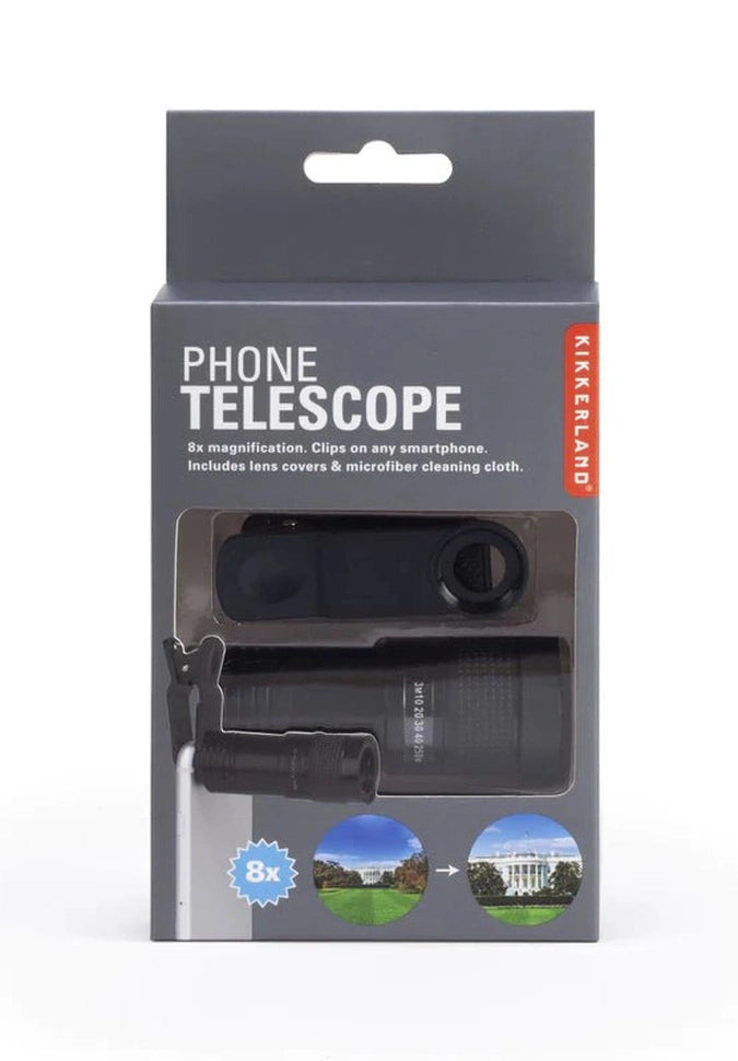 Kikkerland Universal Smartphone Telescope Lens - 12x Zoom for iPhone & Android - Perfect for Bird Watching, Travel & Outdoor Adventures