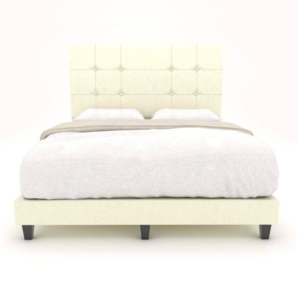 Jaxon Faux Leather Upholstered Queen Size Bed Frame with Wooden Slats - Modern Platform Bed for Master Bedroom, Guest Room & Apartment