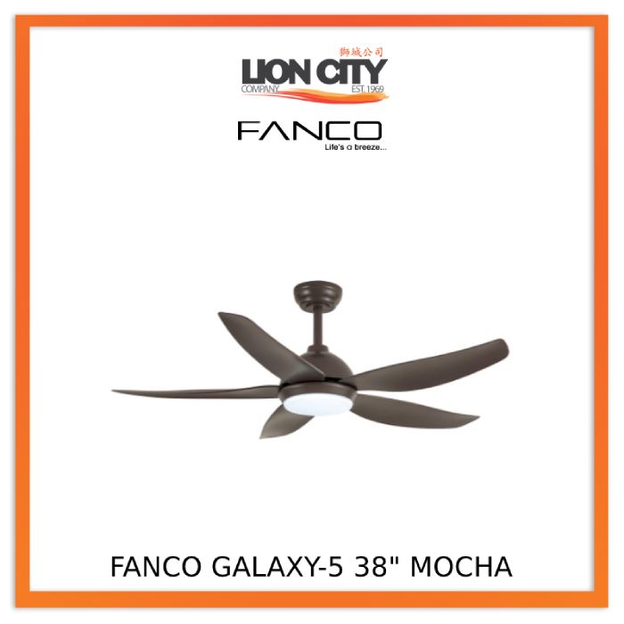 Fanco Galaxy 5 38/48/56 Inch DC Motor LED Ceiling Fan with Remote Control - Energy Efficient Quiet Operation for Bedroom, Living Room & Outdoor Patio