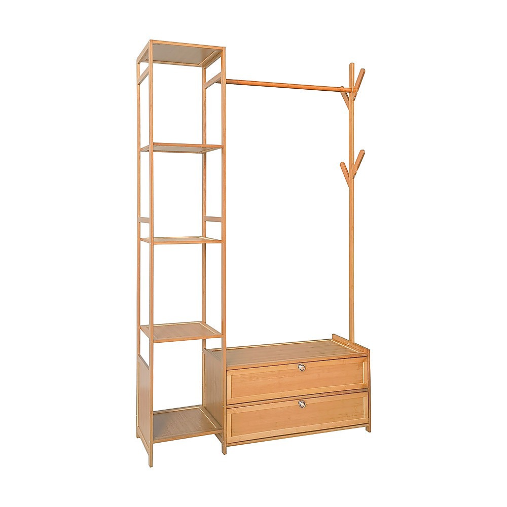 165x100cm Heavy Duty Clothes Rack Stand with Storage Shelves - Modern Coat Tree Organizer for Bedroom, Closet & Laundry Room - Space Saving Garment Hanger for Jackets, Dresses & Coats