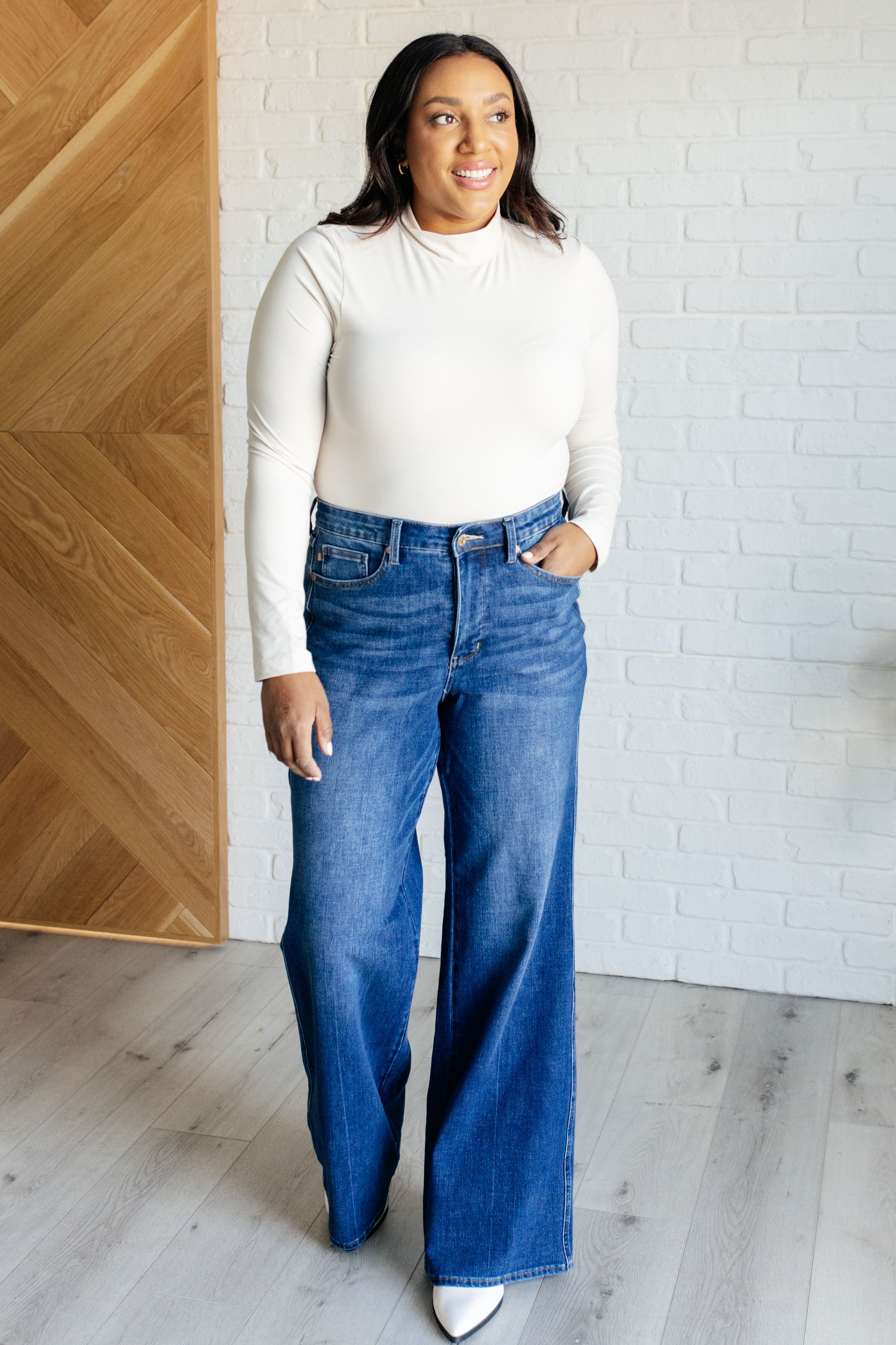 Eliza High Rise Control Top Retro Wide Leg Jeans for Women - Vintage 70s Inspired Stretch Denim Pants - Perfect for Casual Outfits, Date Nights & Boho Style