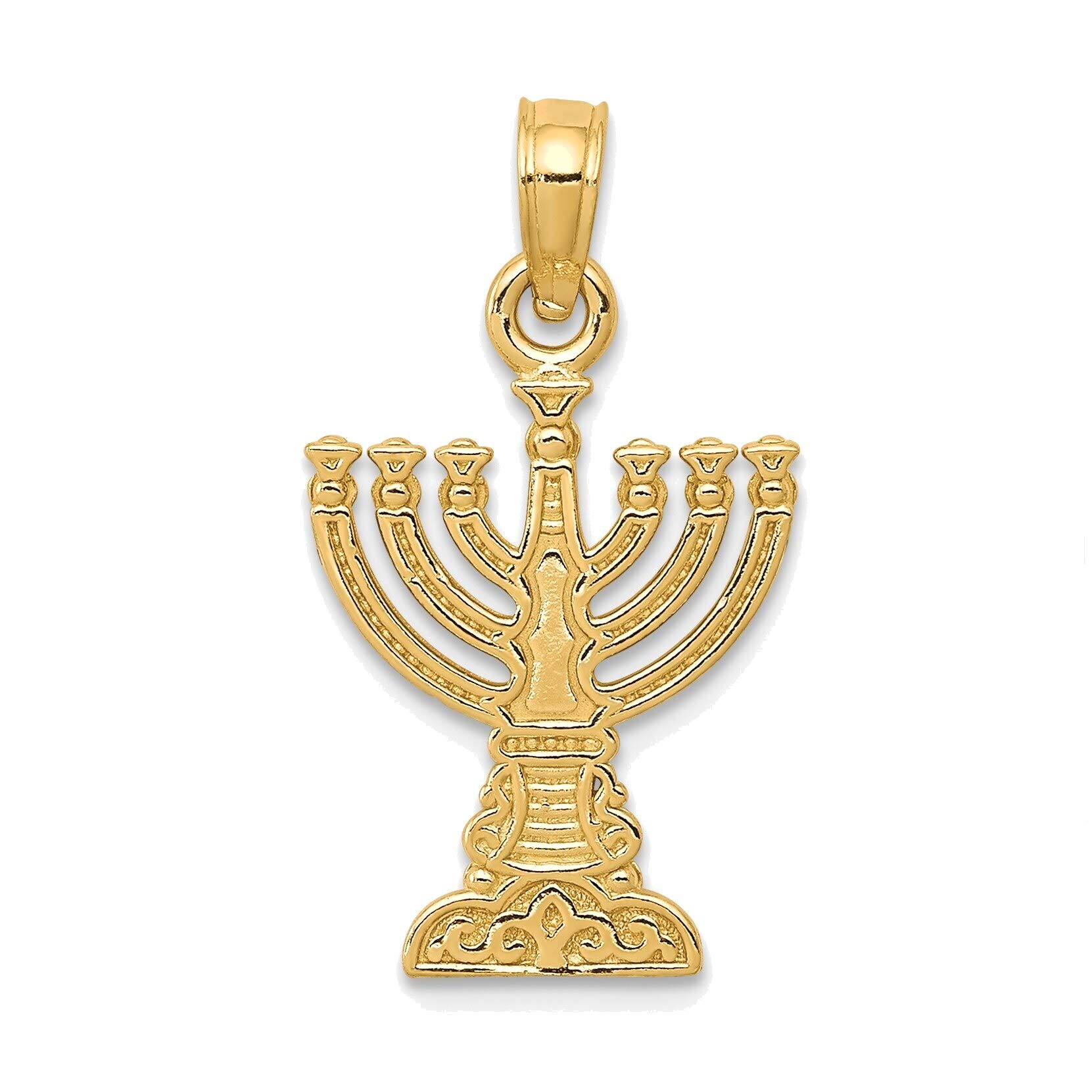 14K Yellow Gold Menorah Pendant - Perfect Jewish Gift for Hanukkah